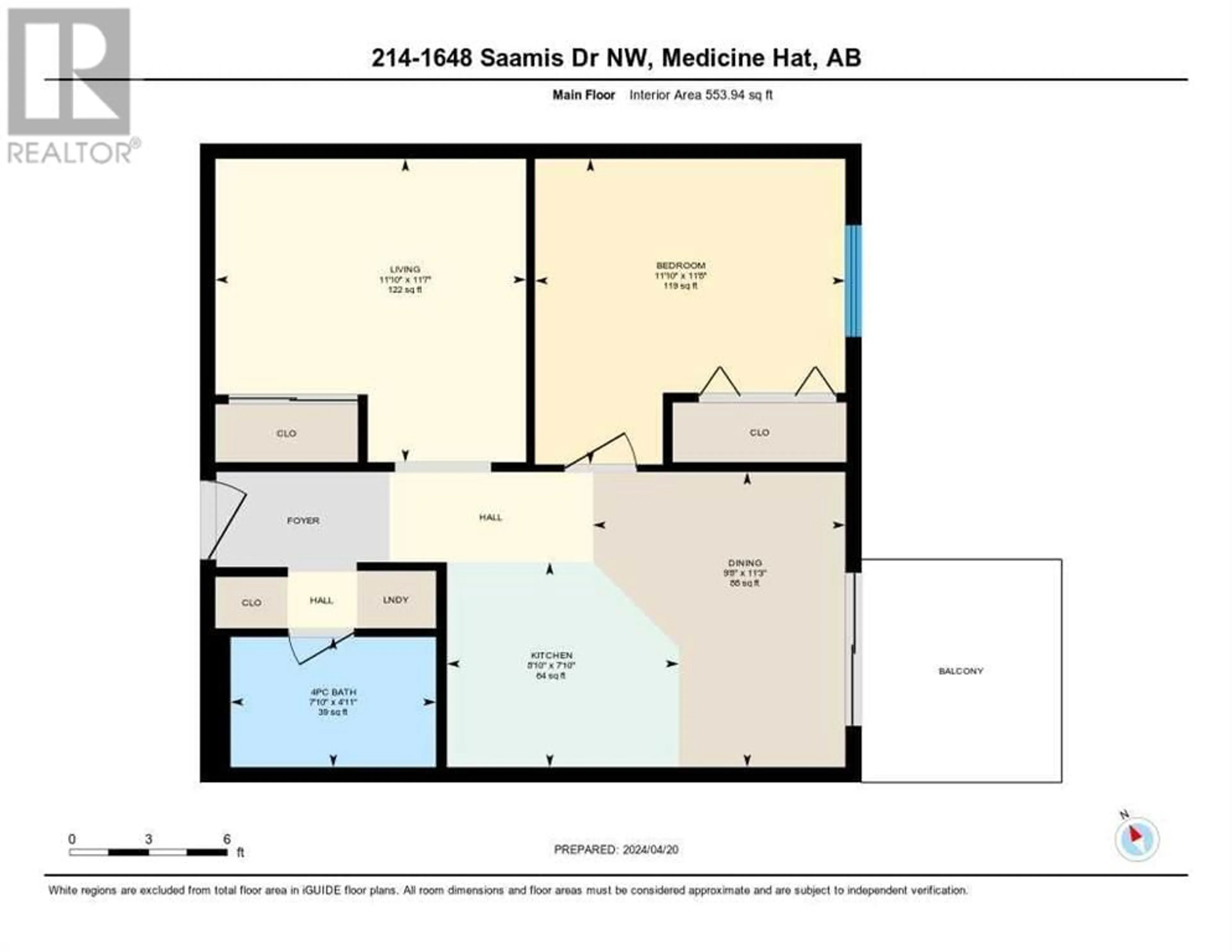 Floor plan for 214 1648 Saamis Drive NW, Medicine Hat Alberta T1C4X1