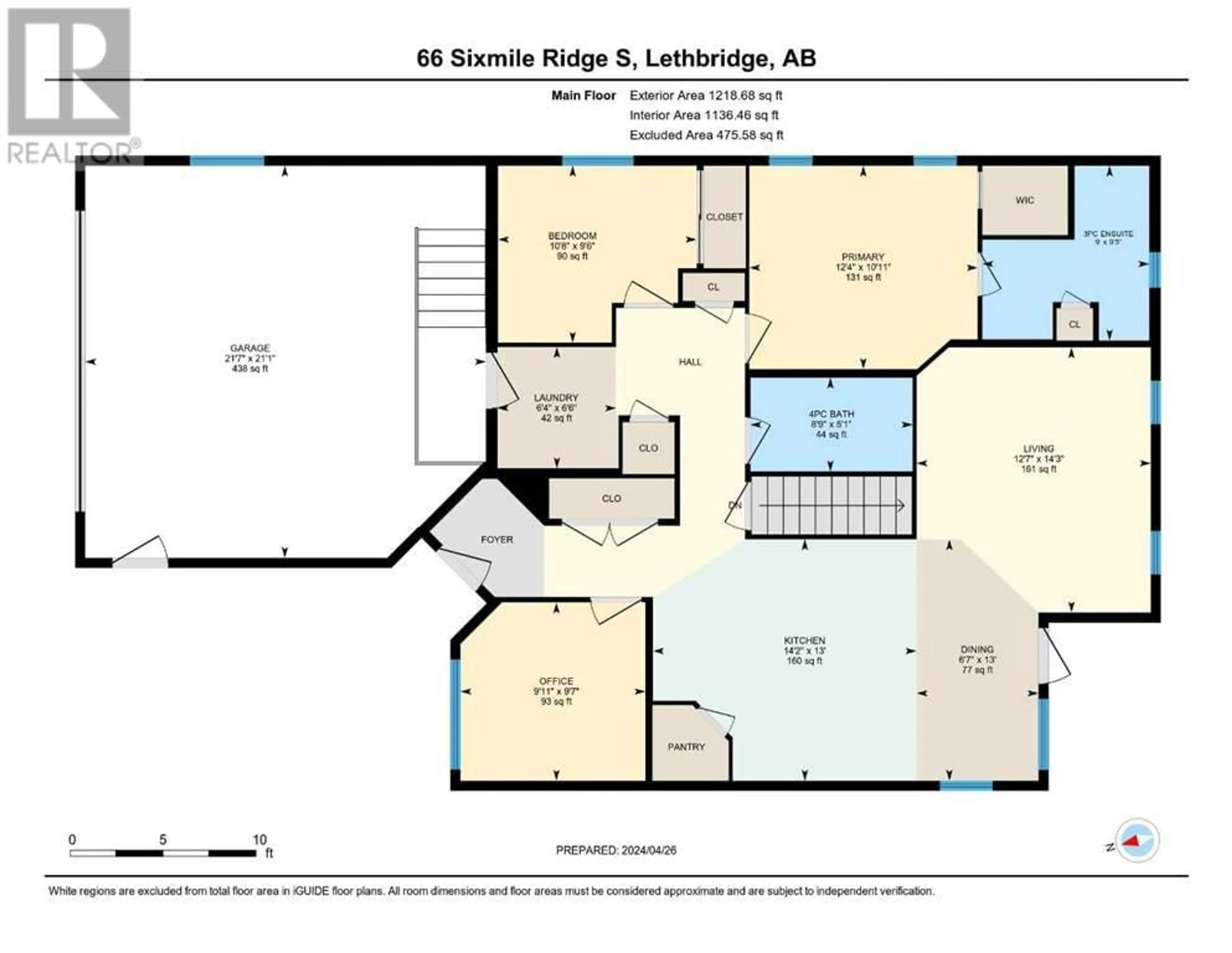 Floor plan for 66 Sixmile Ridge S, Lethbridge Alberta T1K5T2