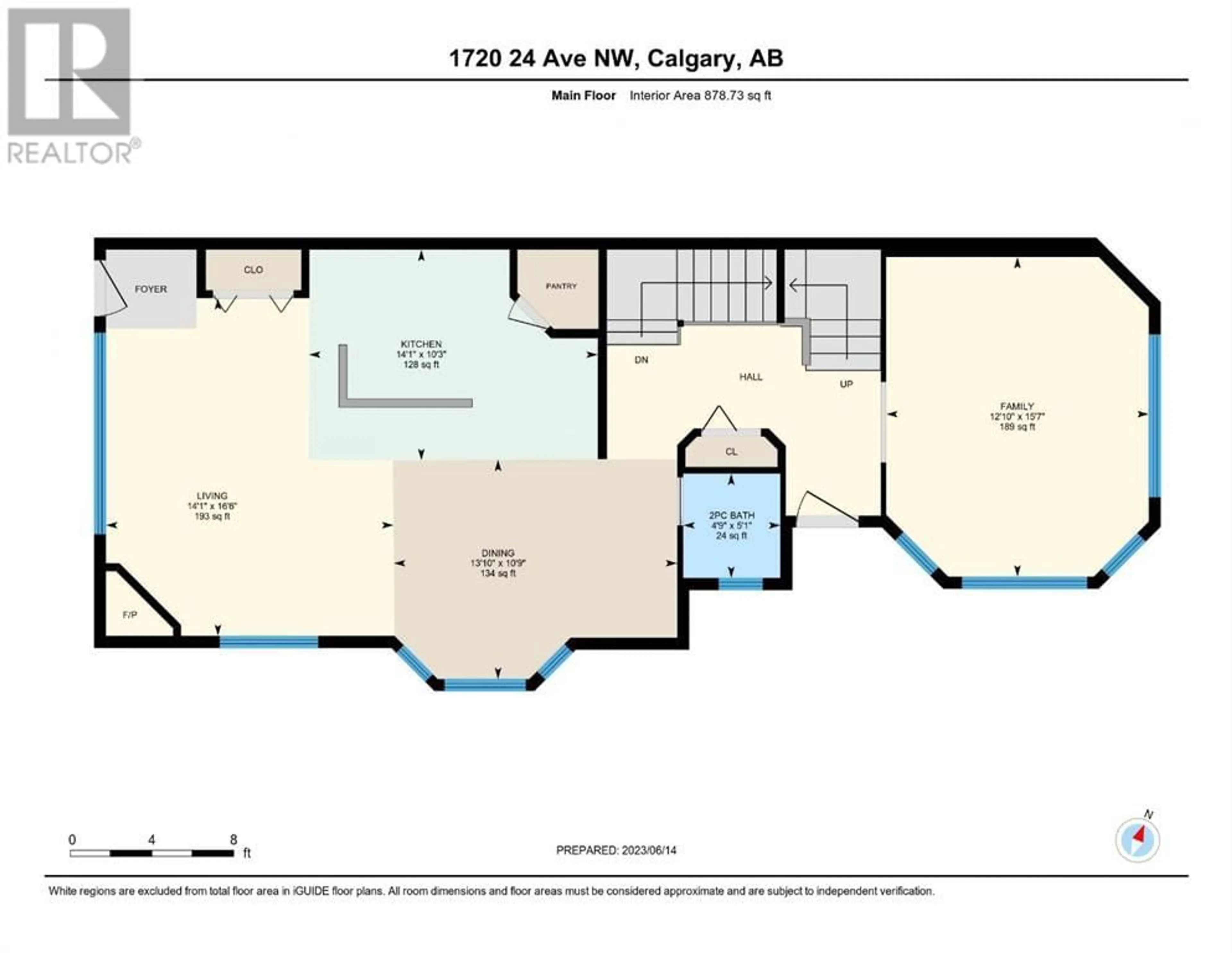 Floor plan for 1720 24 Avenue NW, Calgary Alberta T2M1Y9