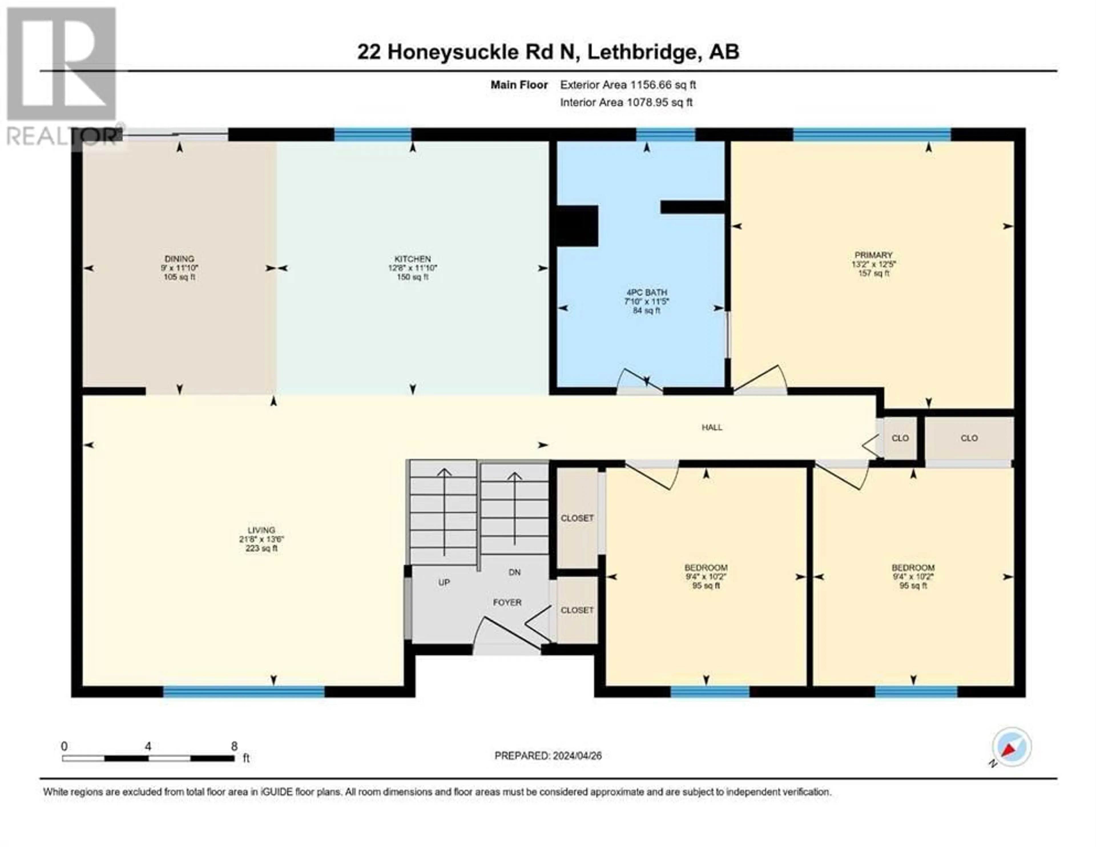Floor plan for 22 Honeysuckle Road N, Lethbridge Alberta T1H4J9