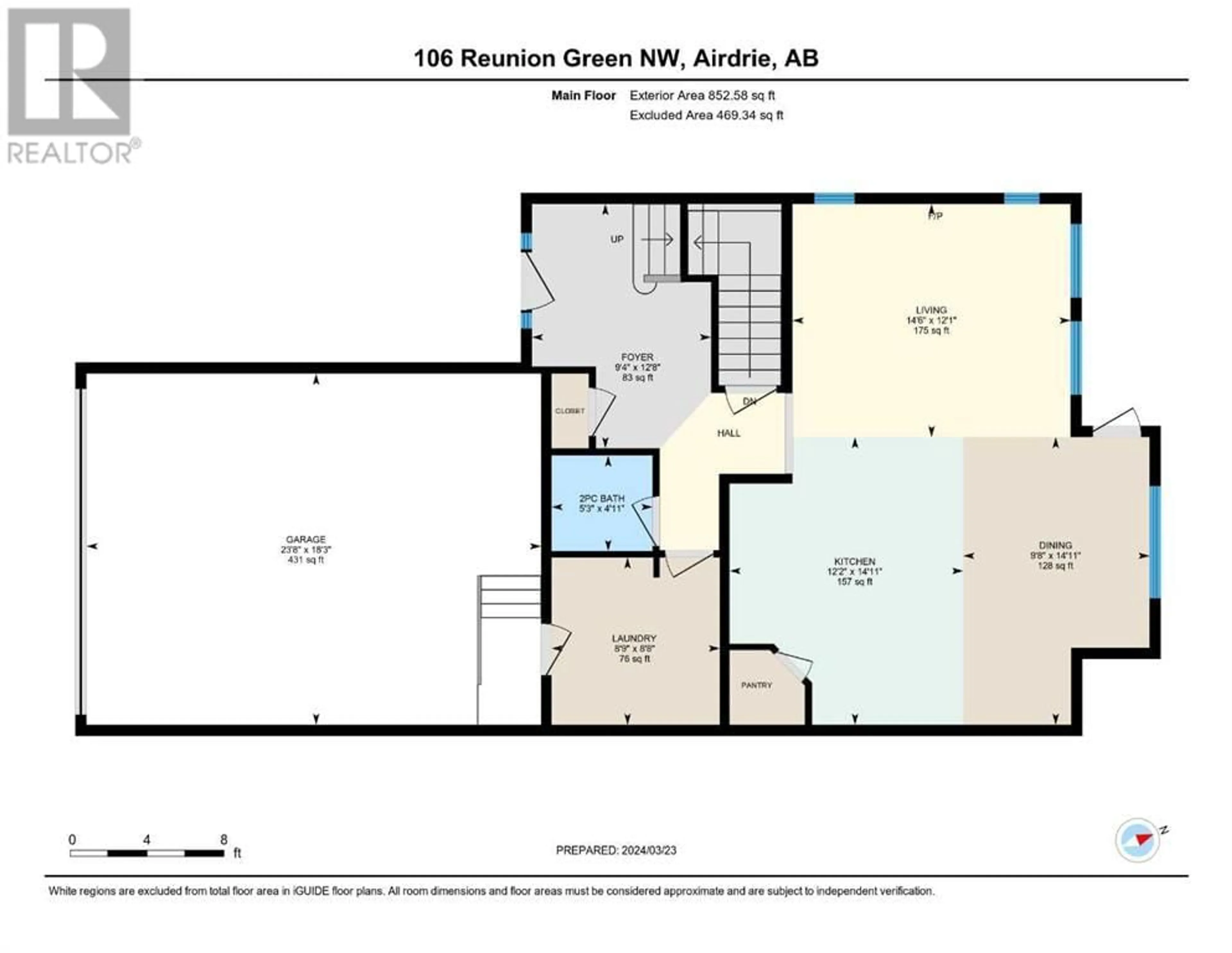Floor plan for 106 Reunion Green NW, Airdrie Alberta T4B3X1
