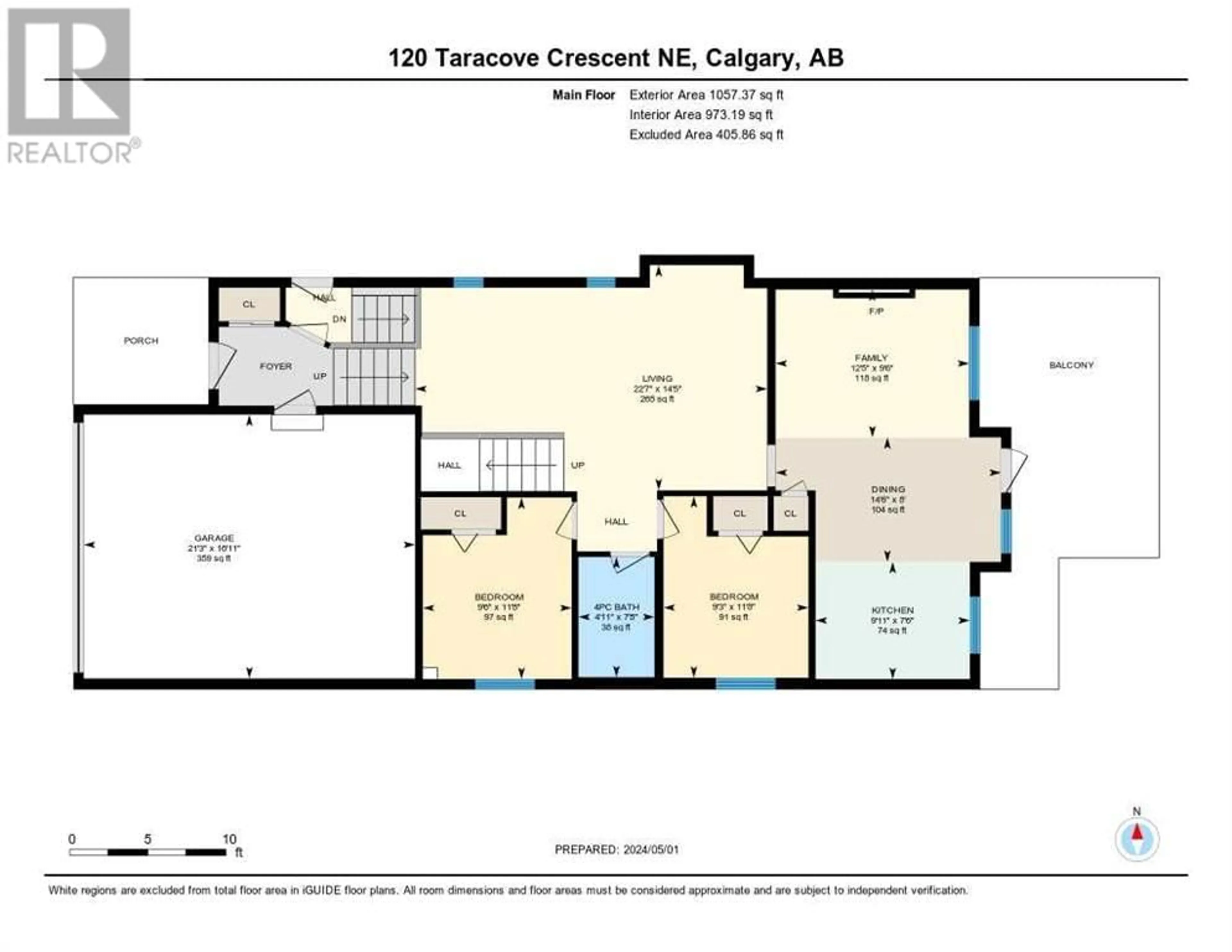 Floor plan for 120 Taracove Crescent NE, Calgary Alberta T3J4R2