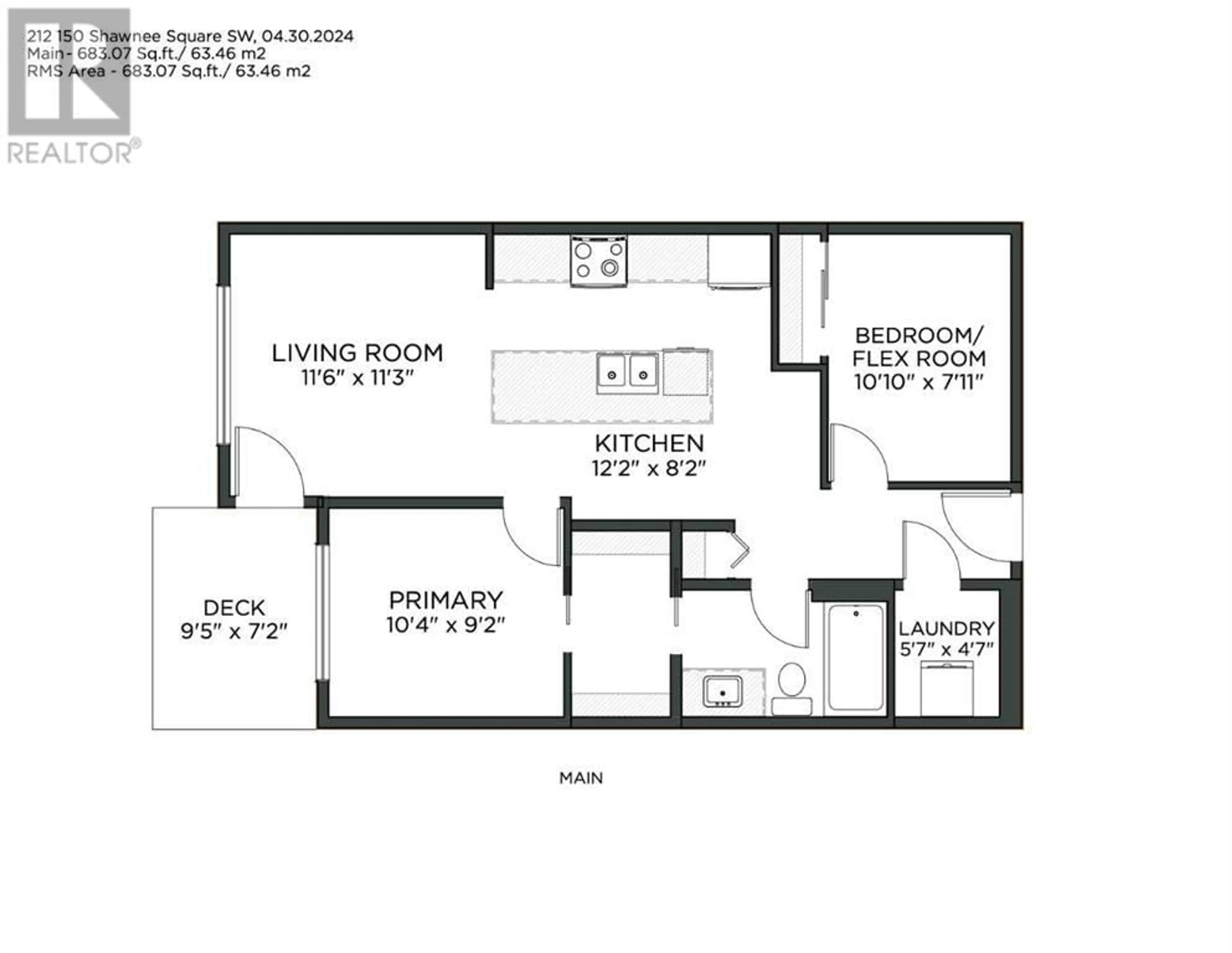 Floor plan for 212 150 Shawnee Square SW, Calgary Alberta T2Y0T6