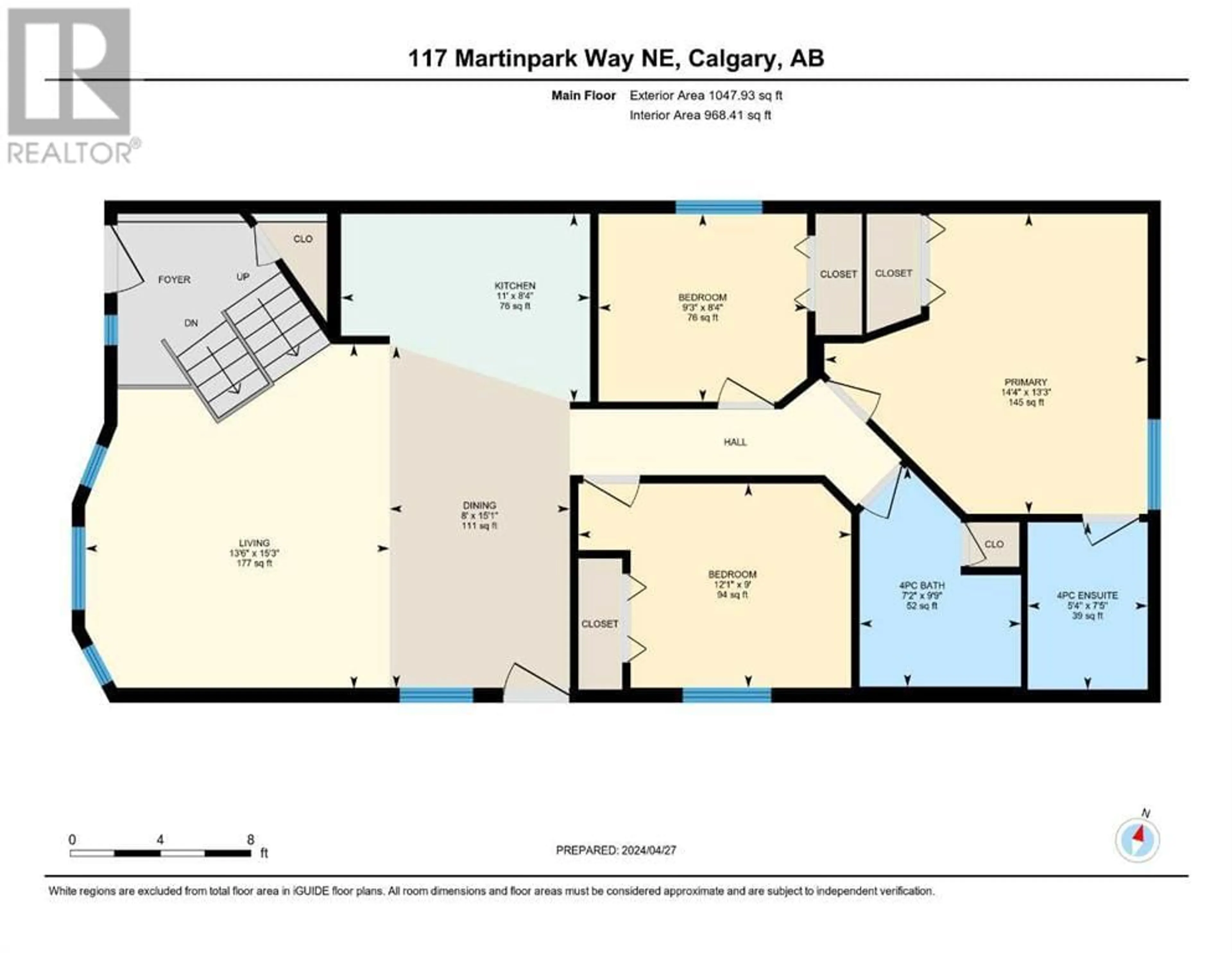 Floor plan for 117 Martinpark Way NE, Calgary Alberta T3J3M8