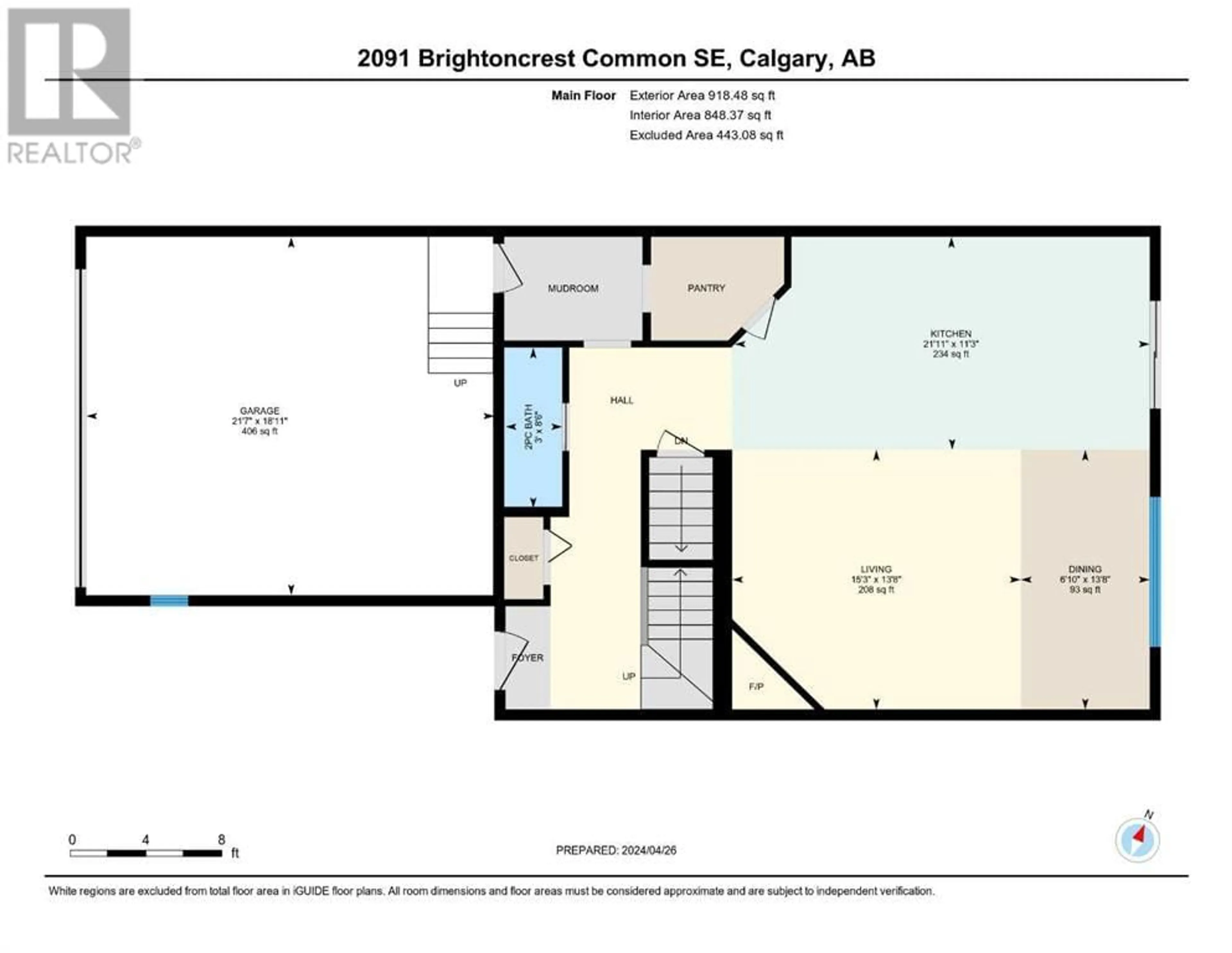 Floor plan for 2091 Brightoncrest Common SE, Calgary Alberta T2Z1E7