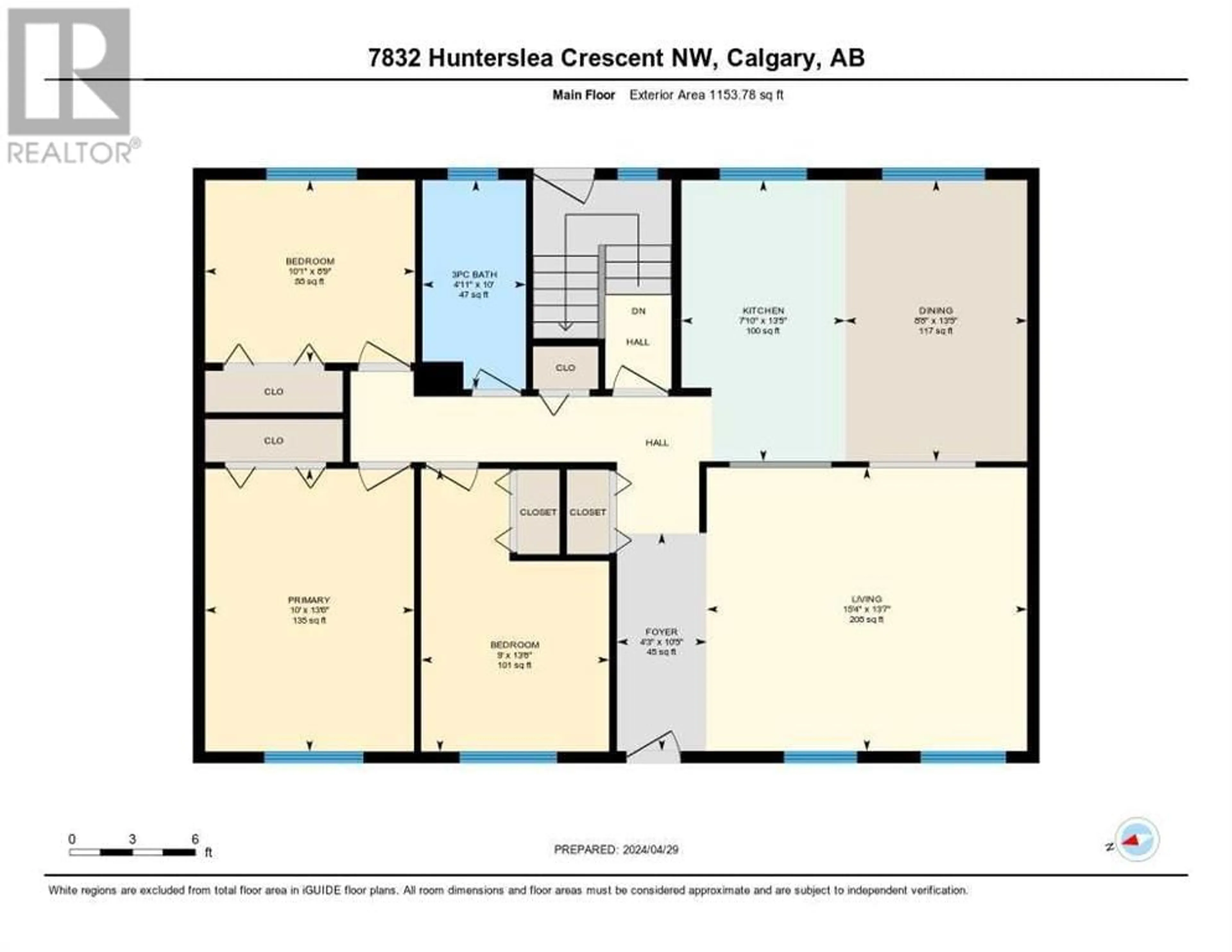 Floor plan for 7832 Hunterslea Crescent NW, Calgary Alberta T2K4M2