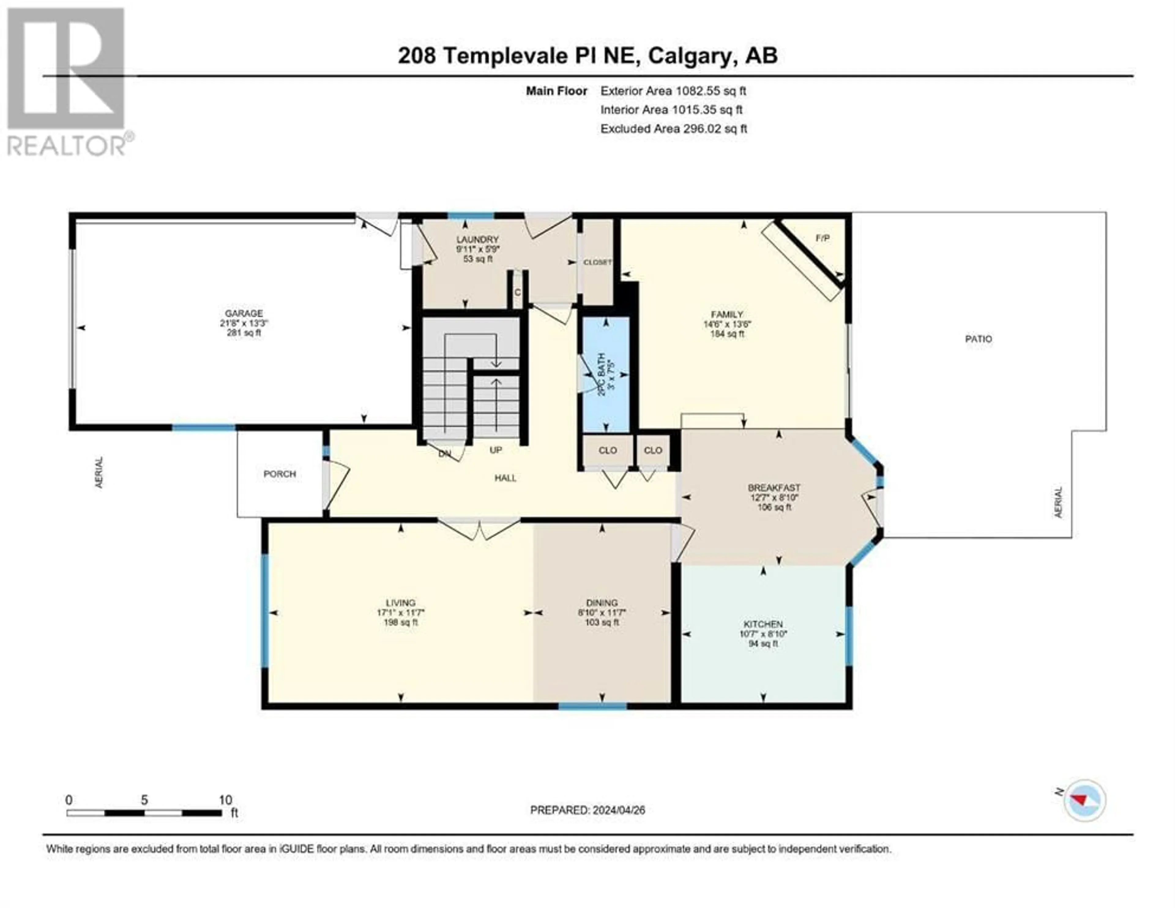 Floor plan for 208 Templevale Place NE, Calgary Alberta T1Y4V7