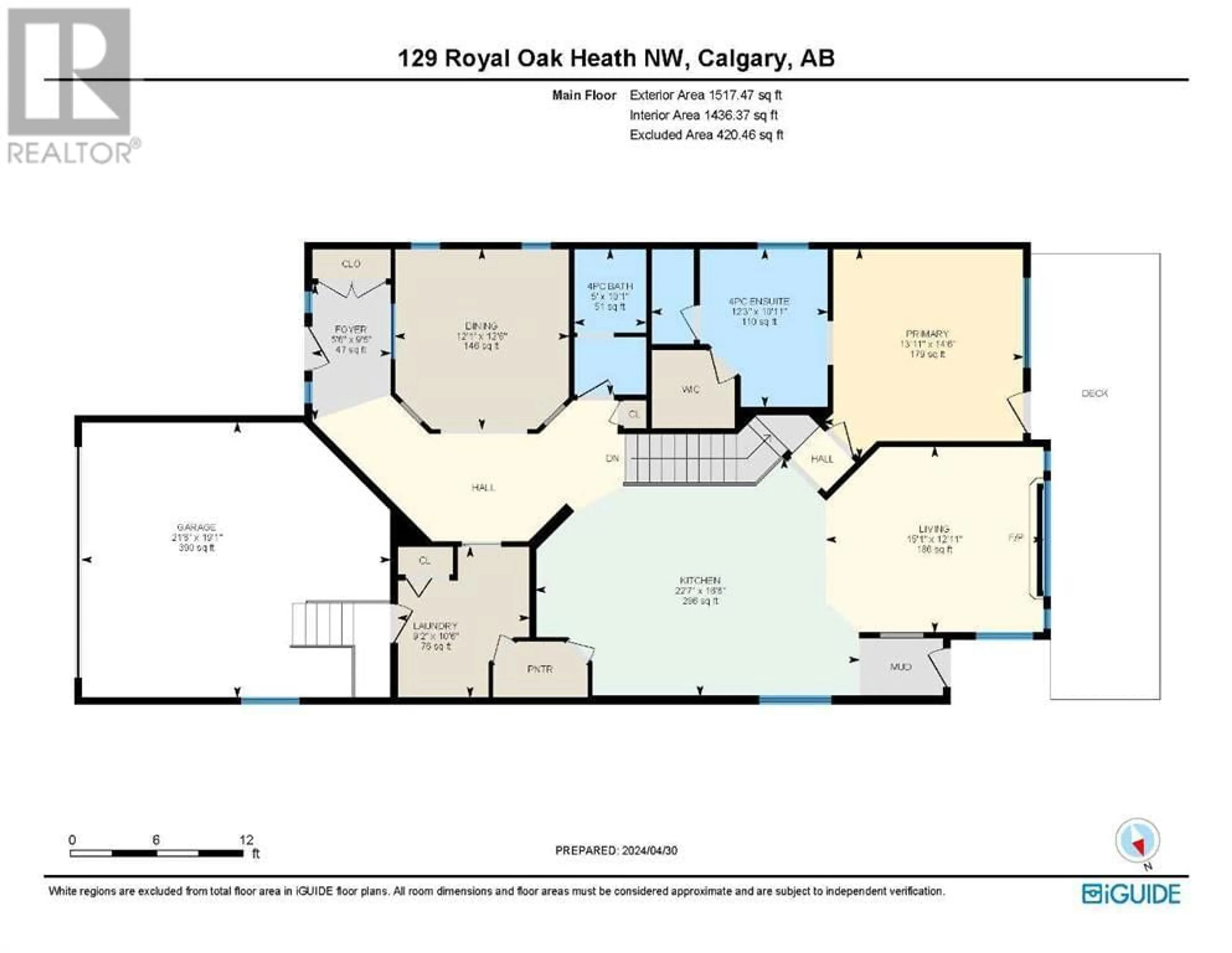 Floor plan for 129 Royal Oak Heath NW, Calgary Alberta T3G0B5