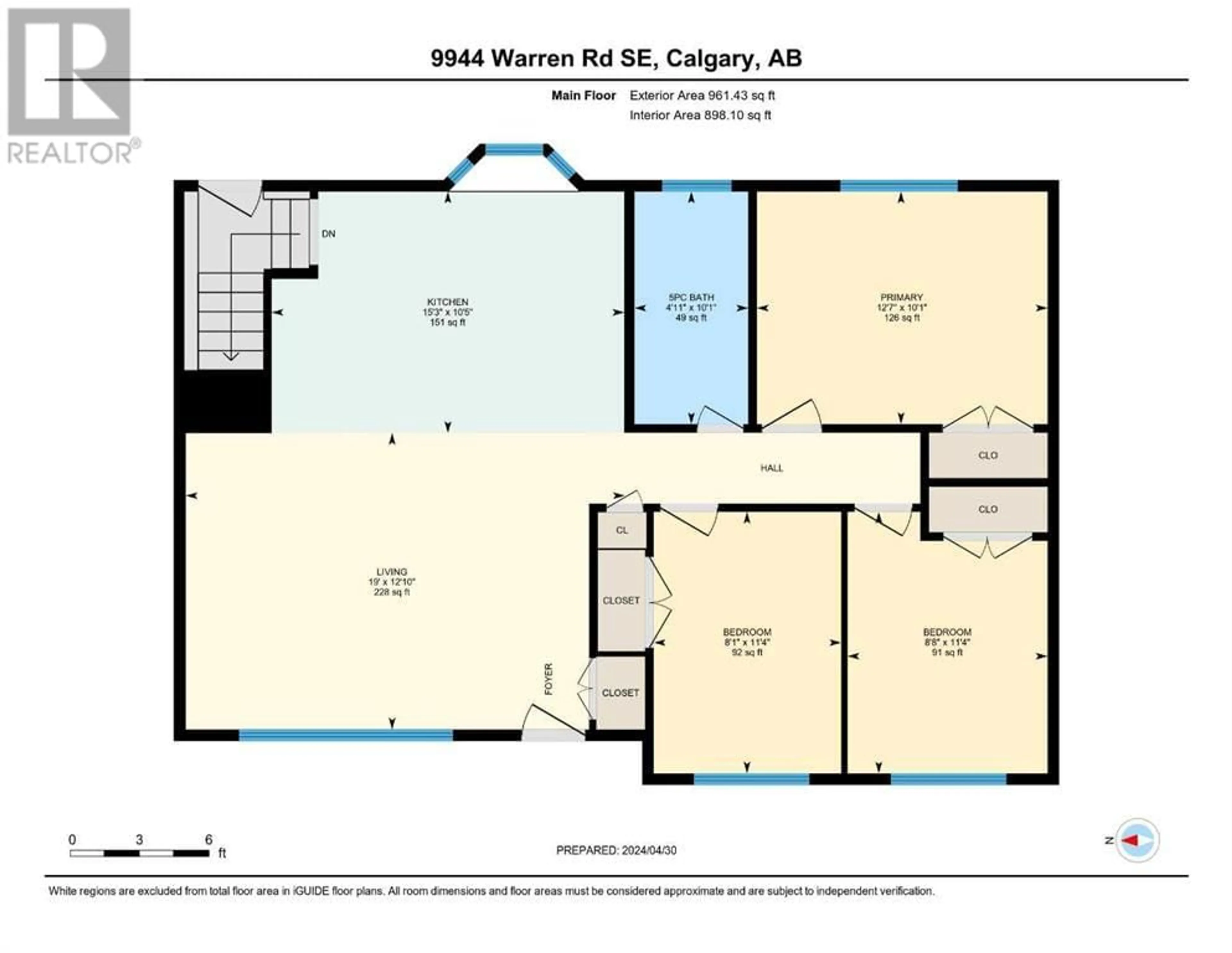 Floor plan for 9944 Warren Road SE, Calgary Alberta T2J1G7