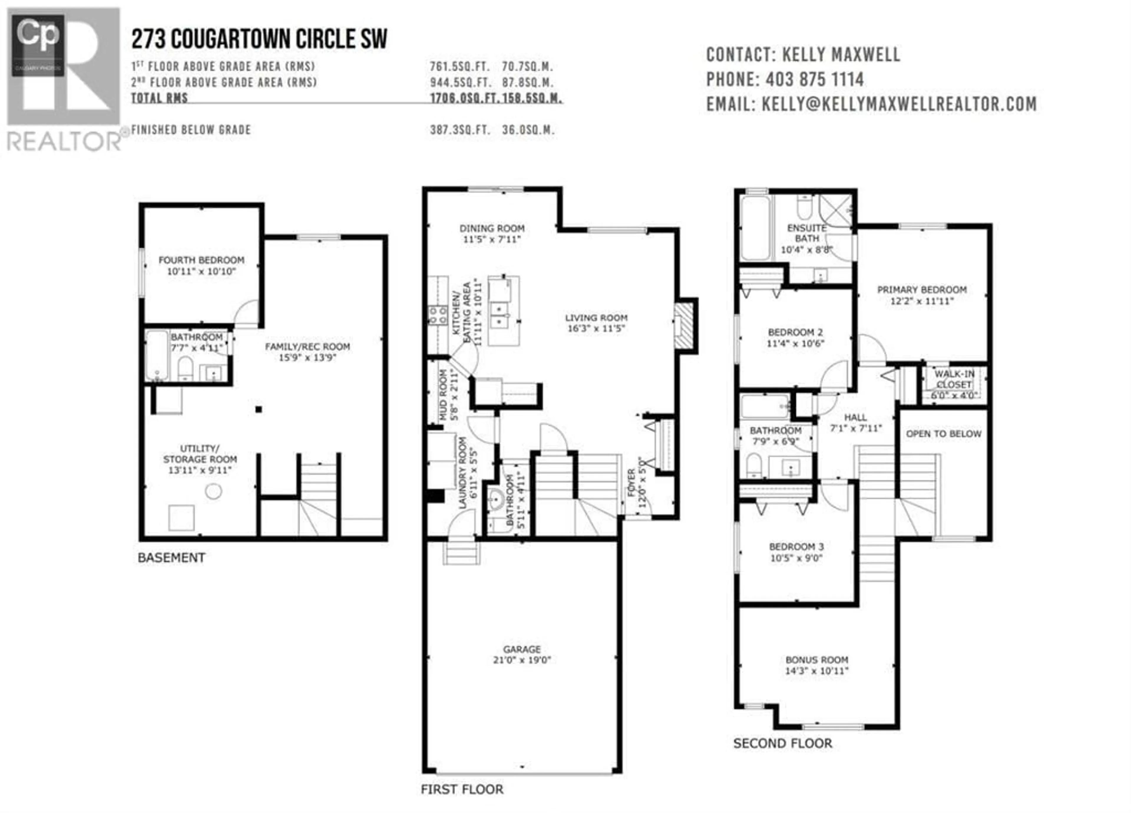 Floor plan for 273 Cougartown Circle SW, Calgary Alberta T3H0A2