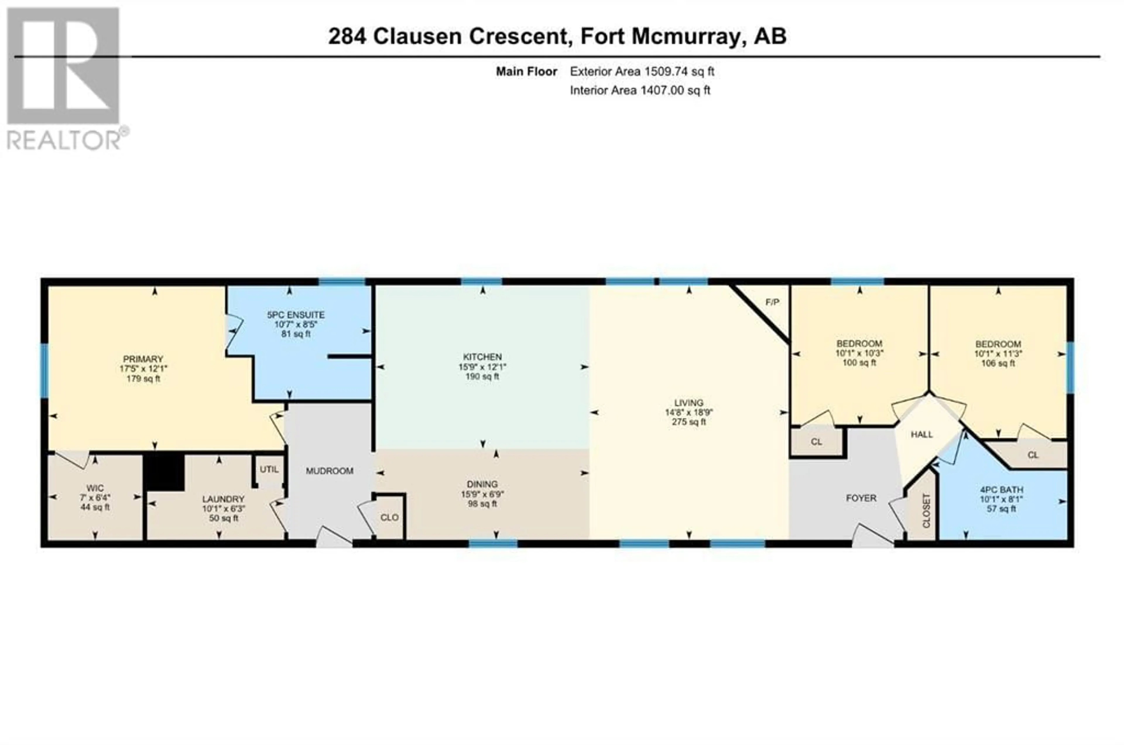 Floor plan for 284 Clausen Crescent, Fort McMurray Alberta T9K2H6