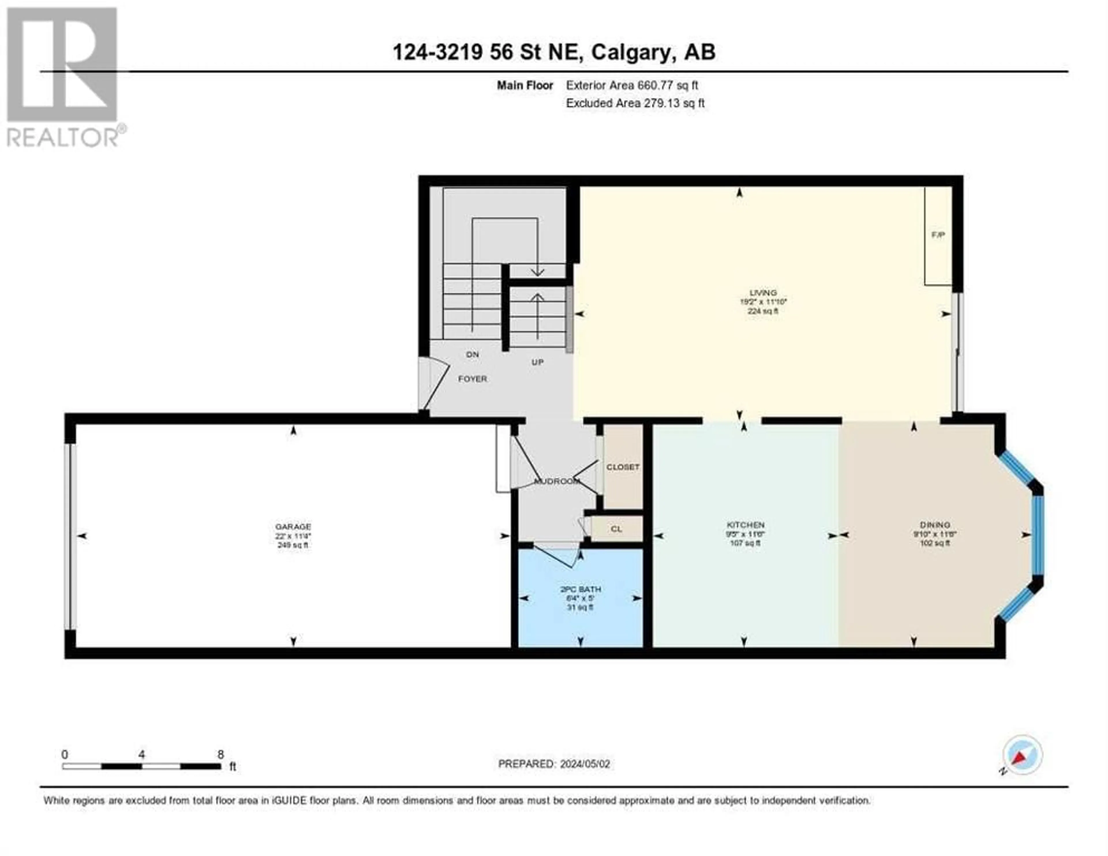 Floor plan for 124 3219 56 Street NE, Calgary Alberta T1Y3R3