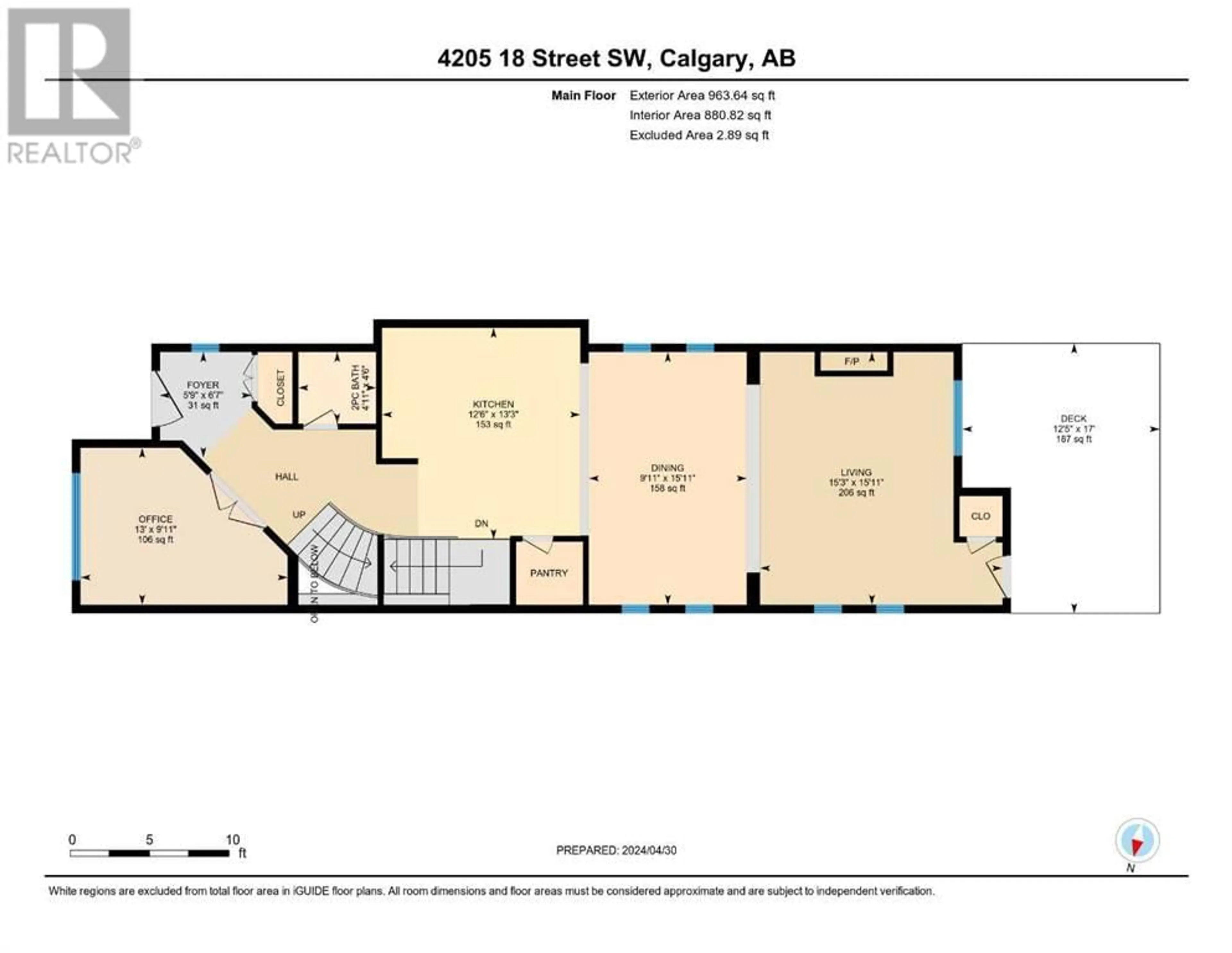 Floor plan for 4205 18 Street SW, Calgary Alberta T2T4V8