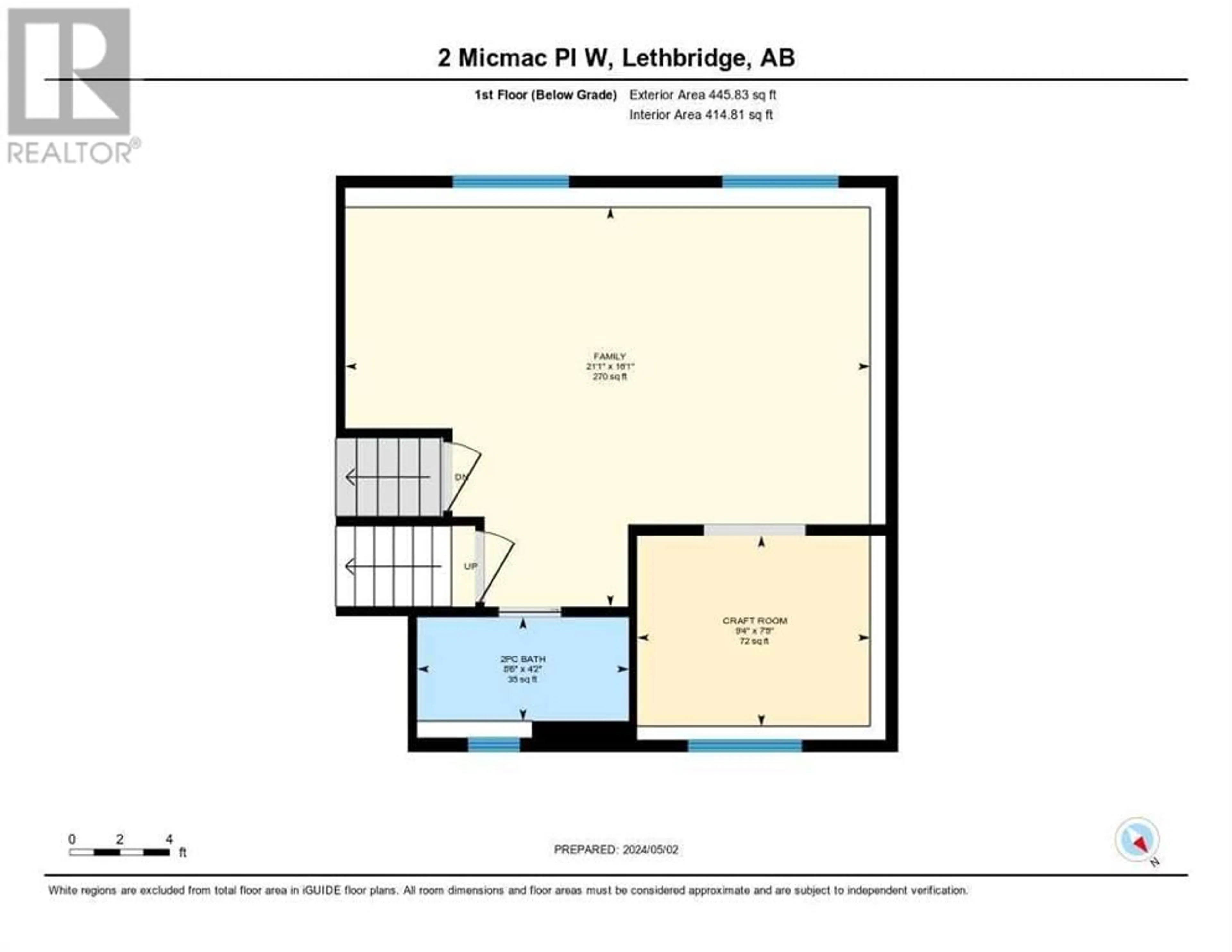Floor plan for 2 Micmac Place W, Lethbridge Alberta T1K5H6