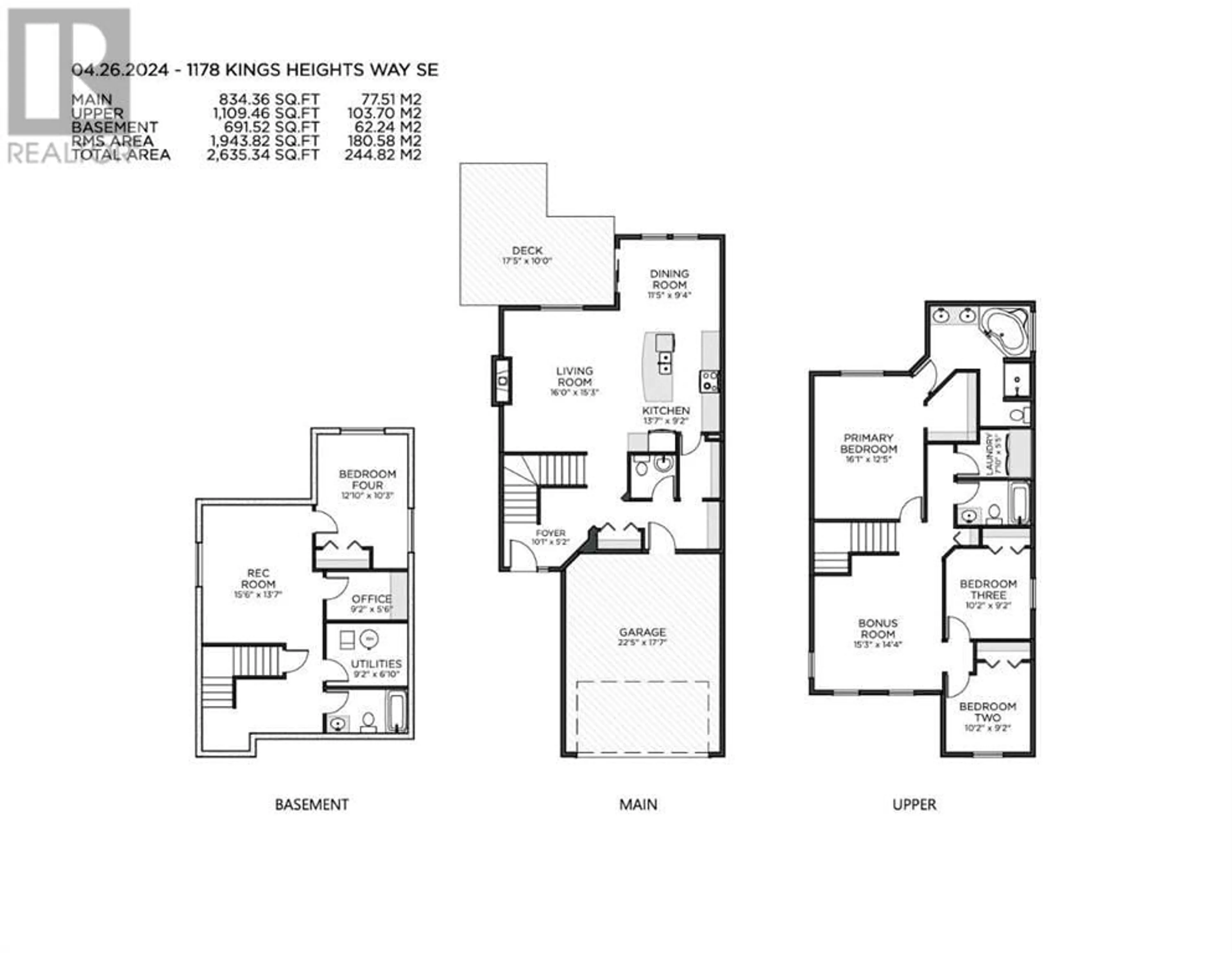 Floor plan for 1178 Kings Heights Way SE, Airdrie Alberta T4A0S4