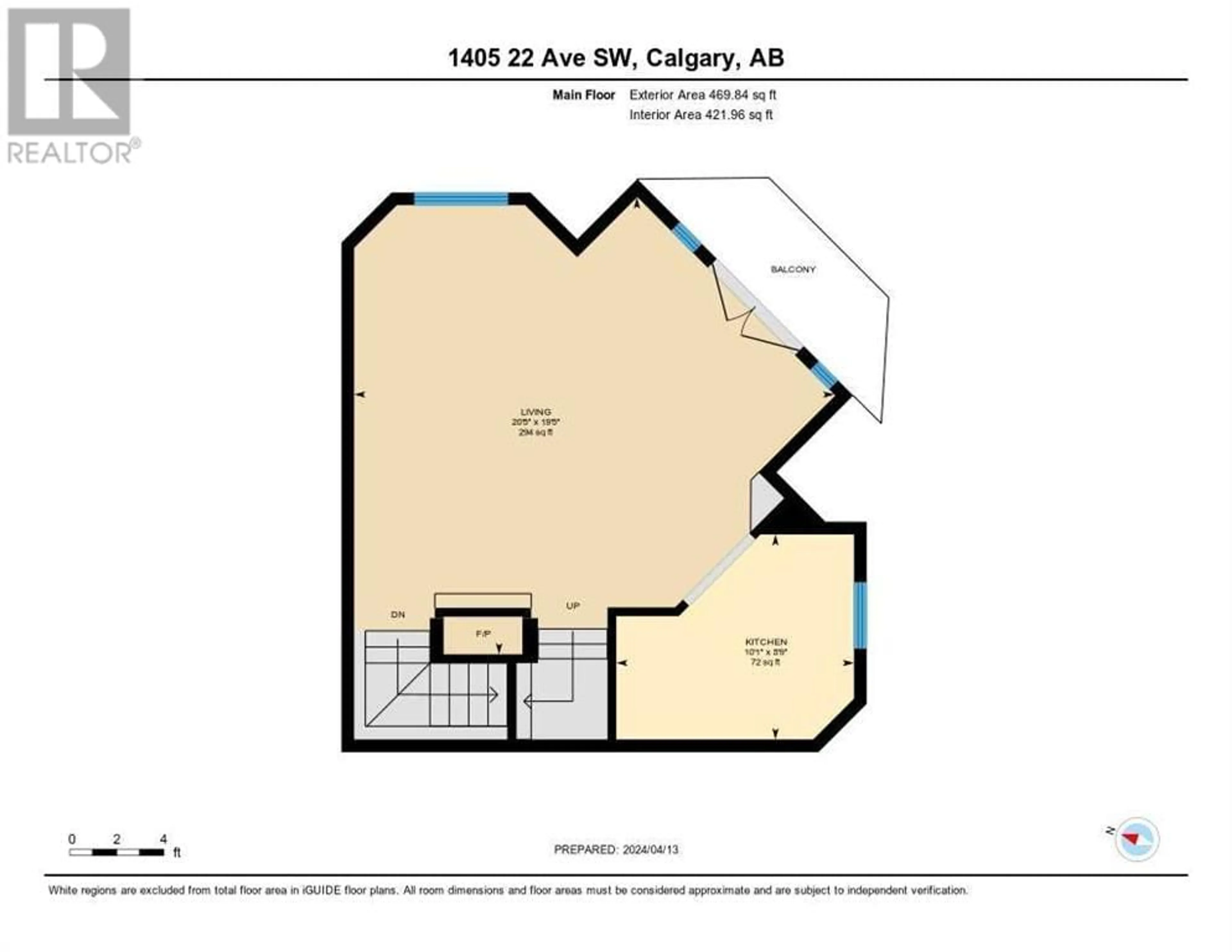 Floor plan for 1405 22 Avenue SW, Calgary Alberta T2T0R6