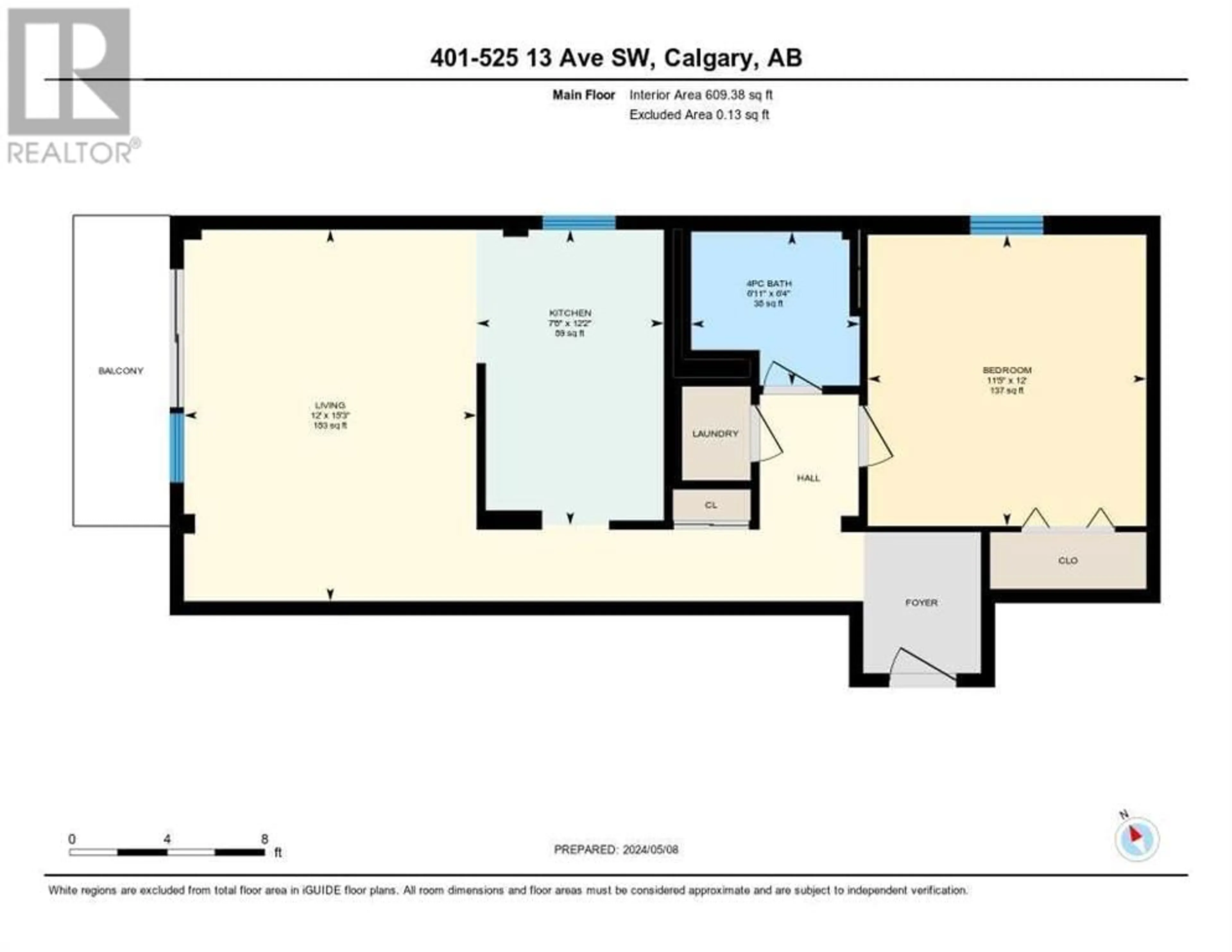 Floor plan for 401 525 13 Avenue SW, Calgary Alberta T2R0K4