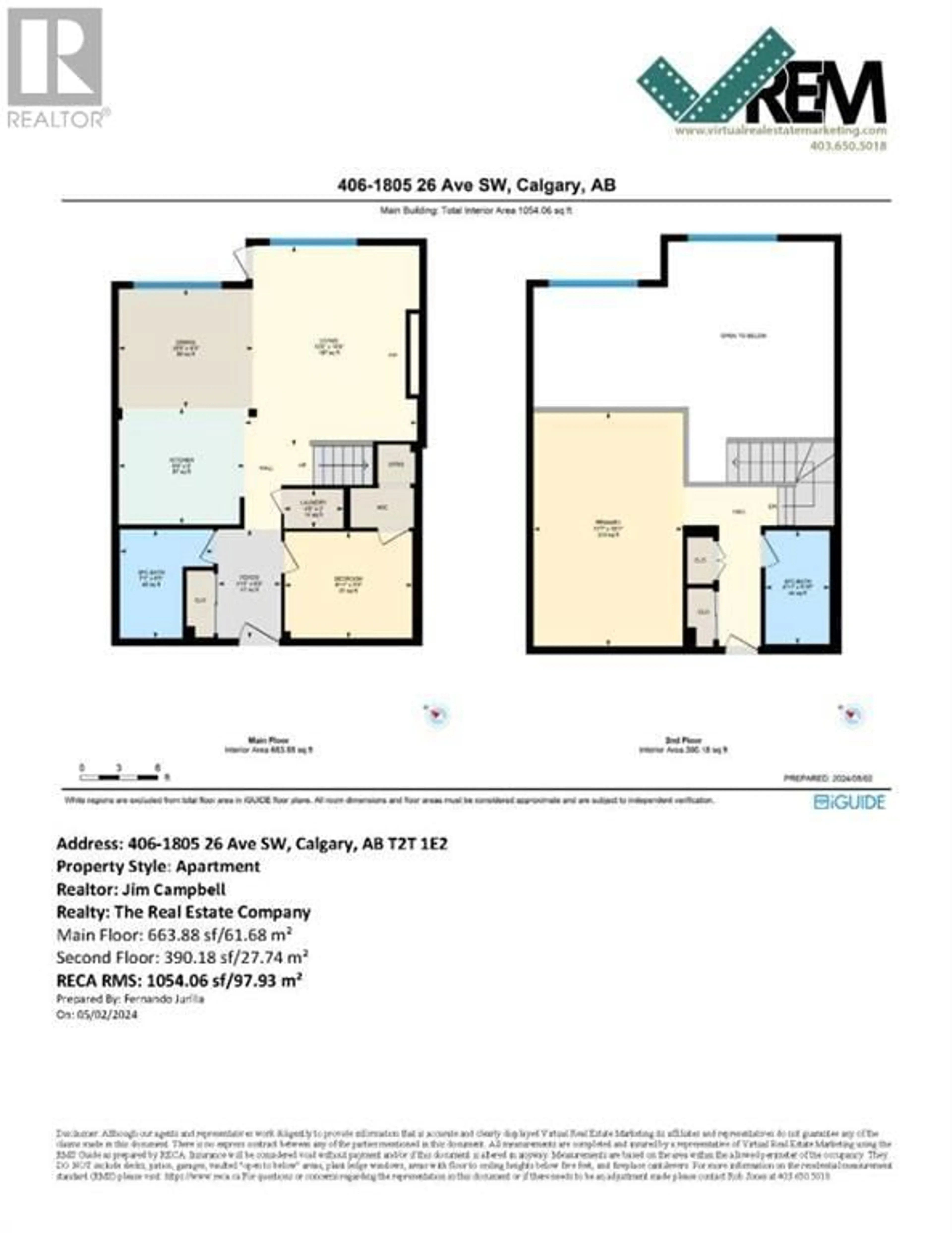 Floor plan for 406 1805 26 Avenue SW, Calgary Alberta T2T1E2