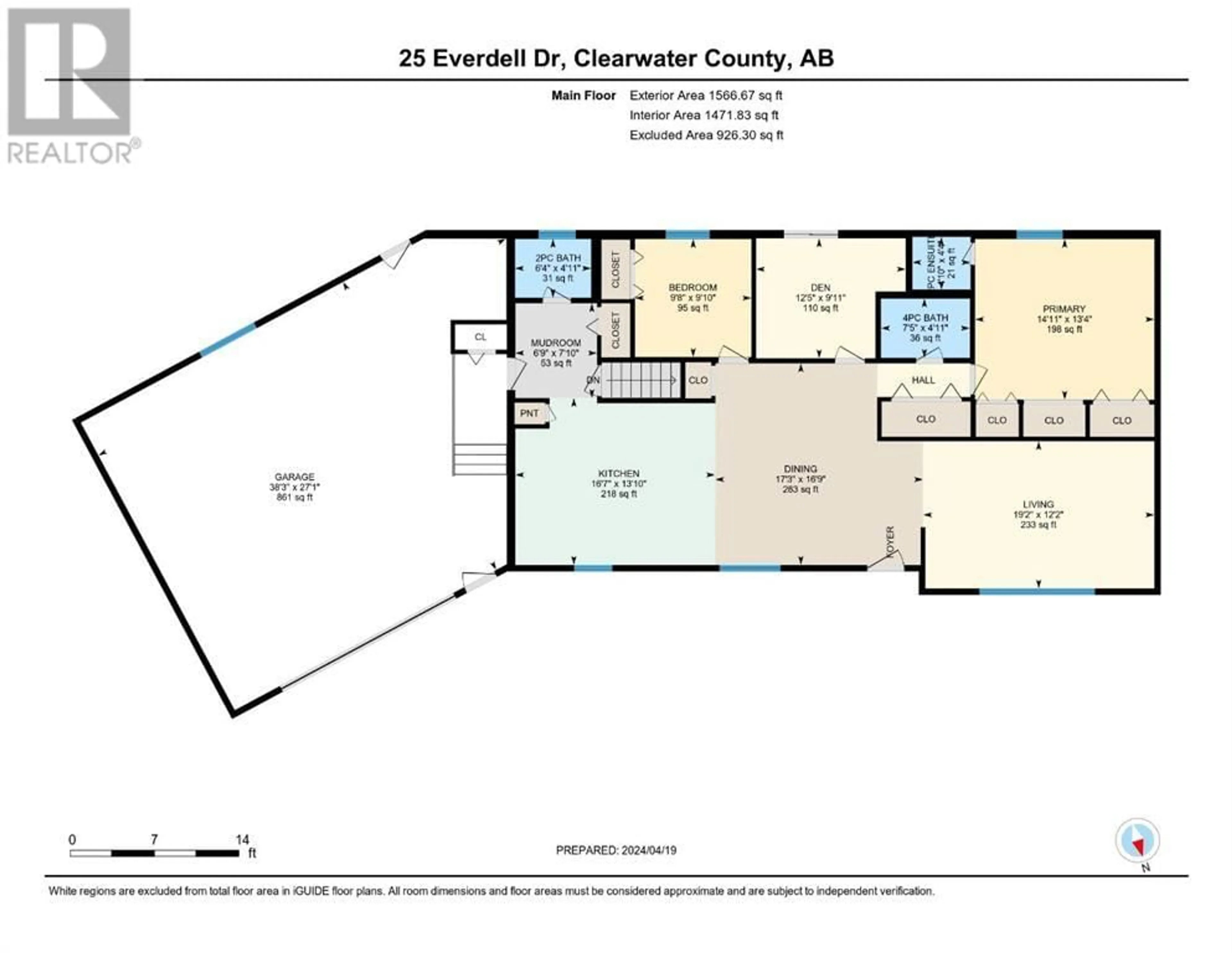 Floor plan for 25 EVERDELL Drive, Rural Clearwater County Alberta T4T2A2