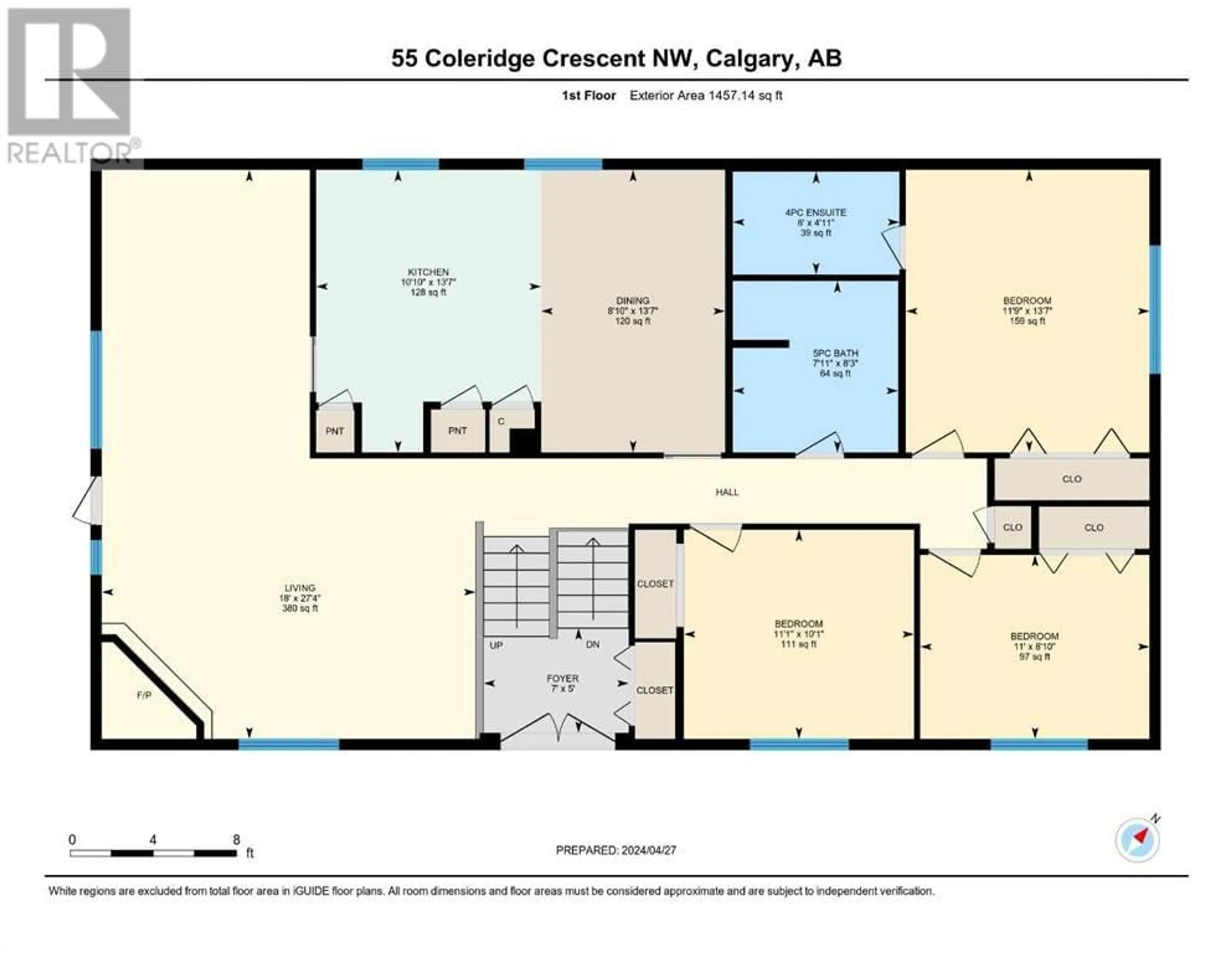 Floor plan for 55 Coleridge Crescent NW, Calgary Alberta T2K1X8