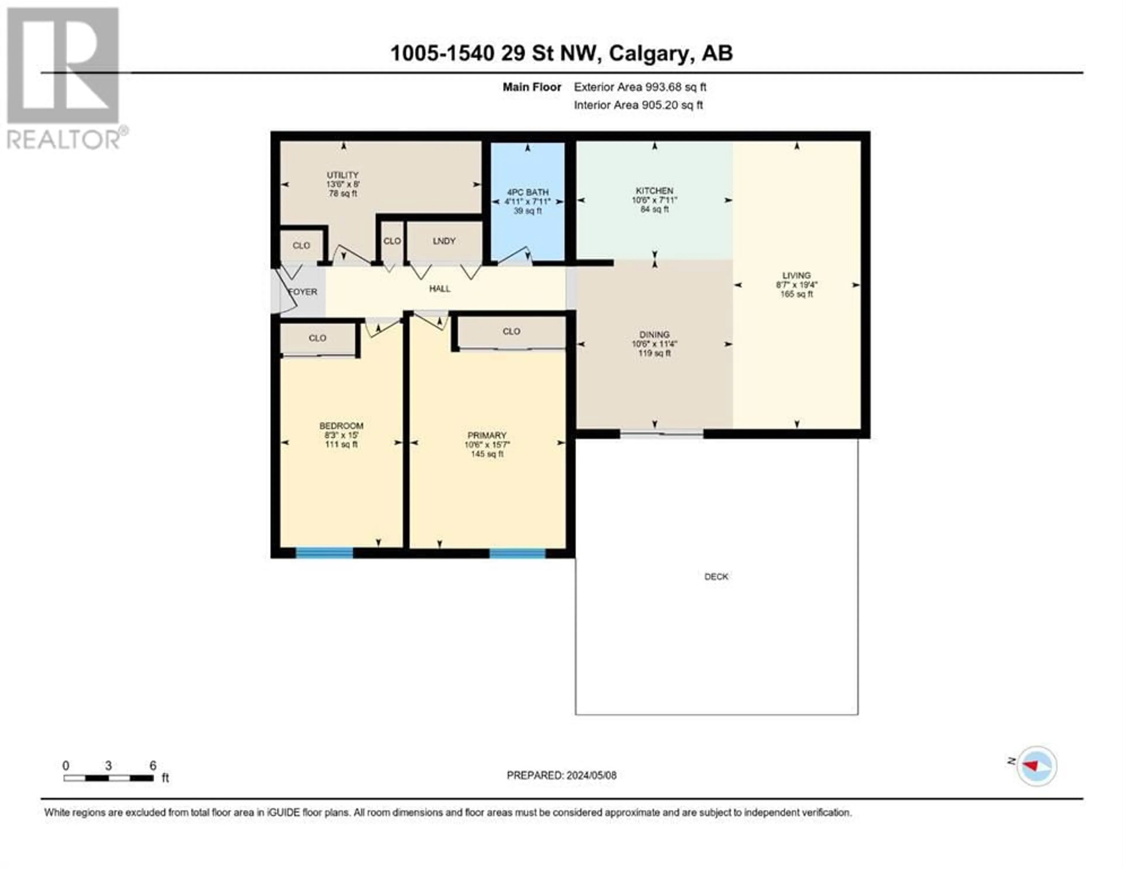 Floor plan for 1005 1540 29 Street NW, Calgary Alberta T2N4M1