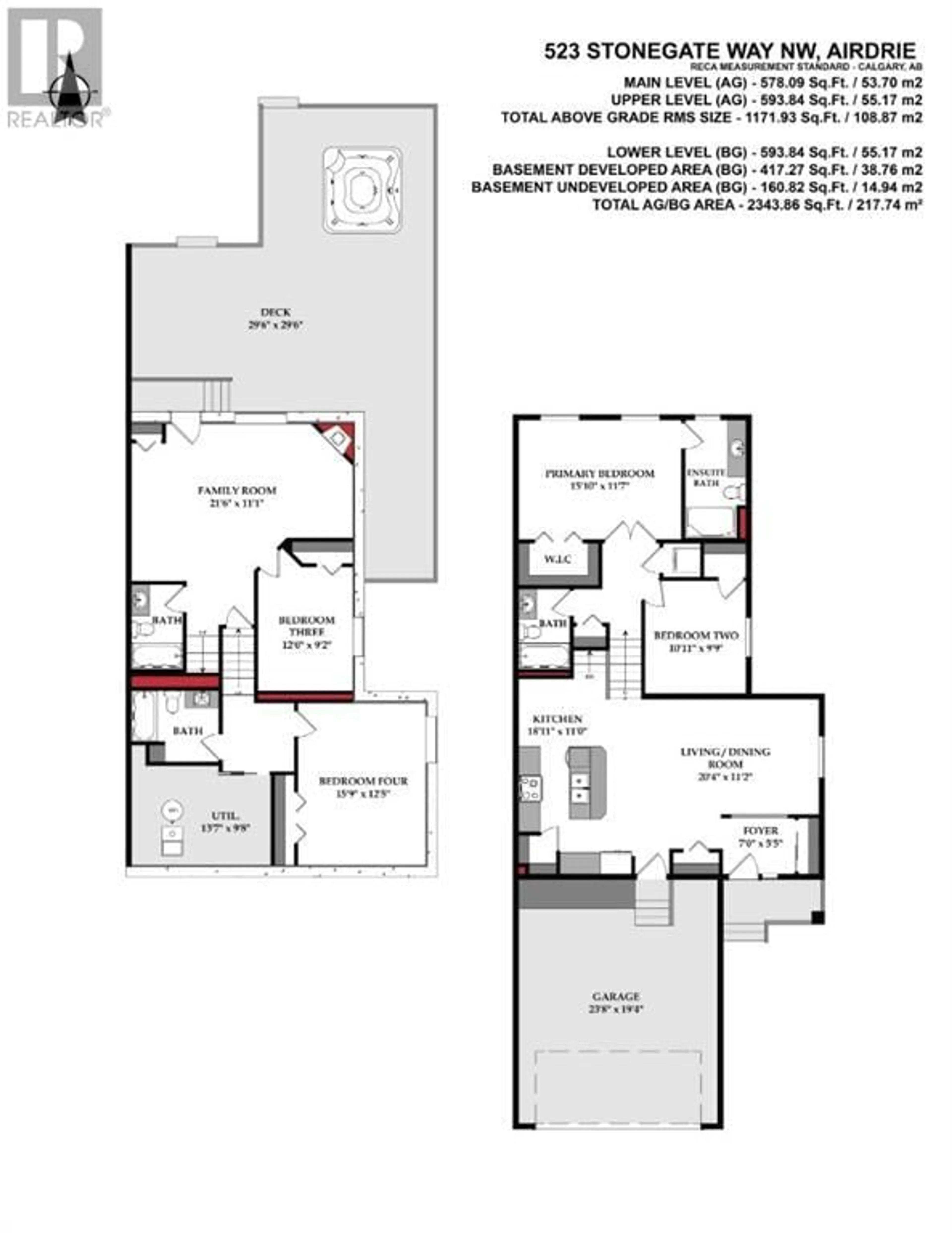 Floor plan for 523 Stonegate Way NW, Airdrie Alberta T4B3E1