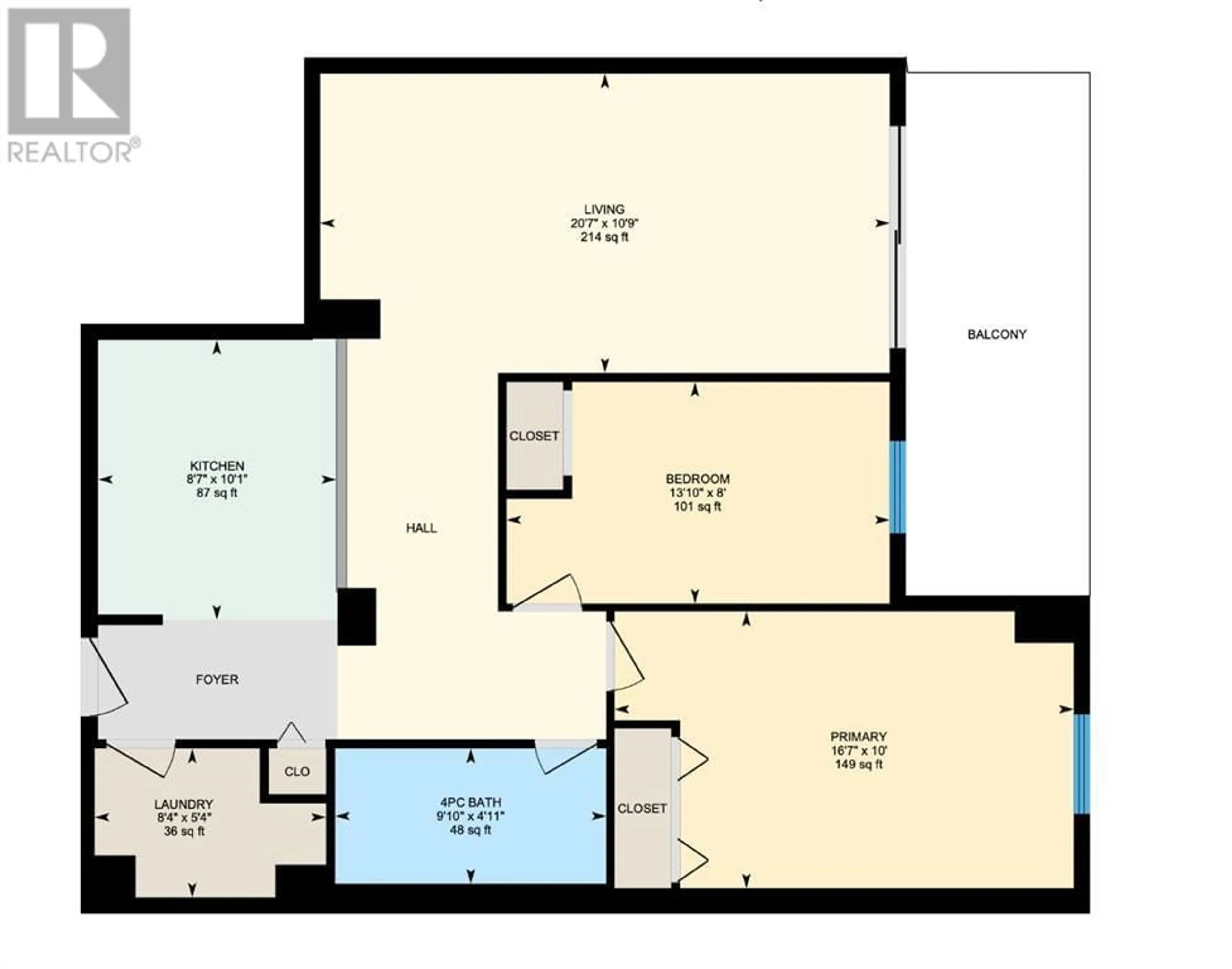 Floor plan for 704 1011 12 Avenue SW, Calgary Alberta T2R0J5