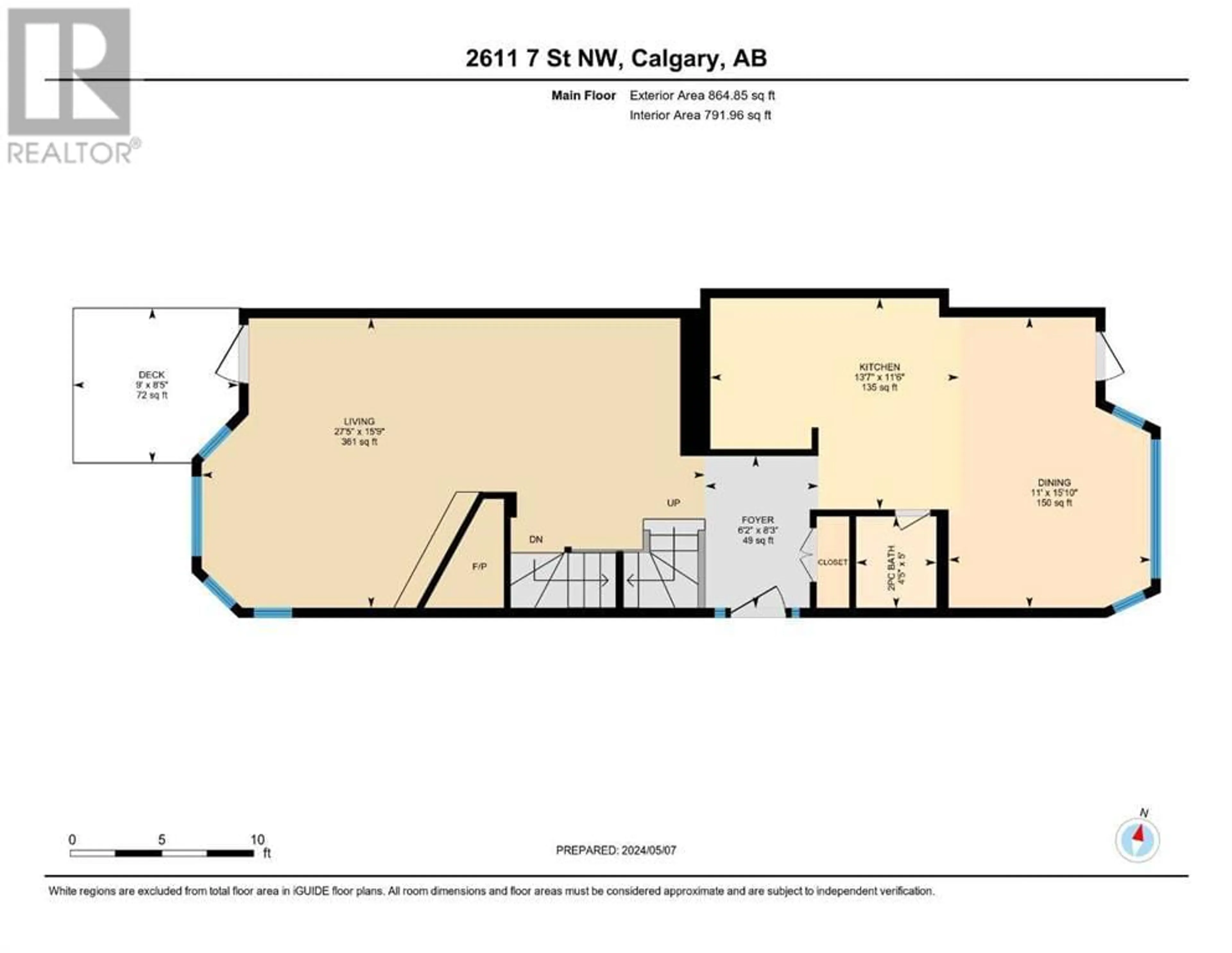 Floor plan for 2611 7 Street NW, Calgary Alberta T2M3J1