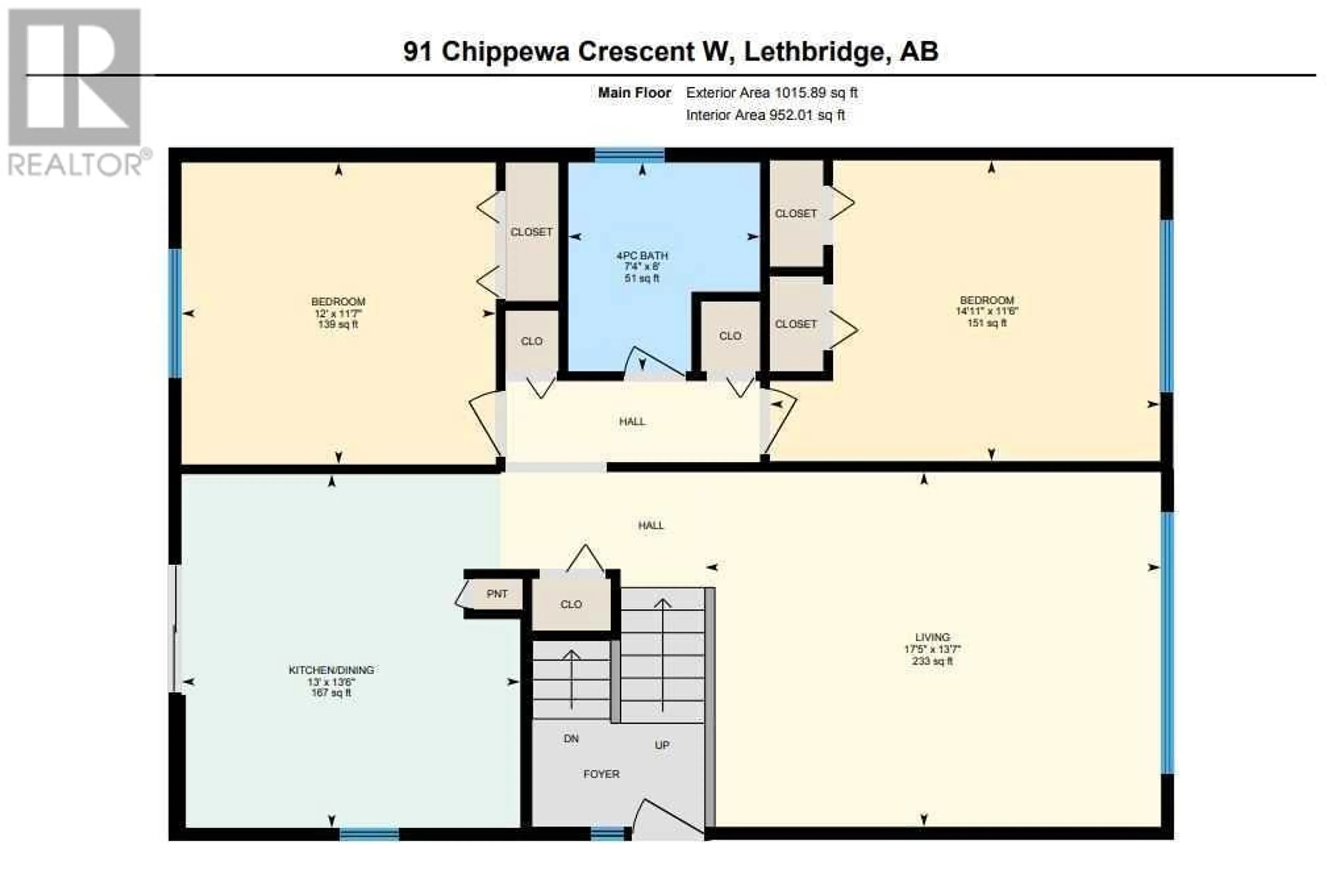 Floor plan for 91 Chippewa Crescent W, Lethbridge Alberta T1K5B4