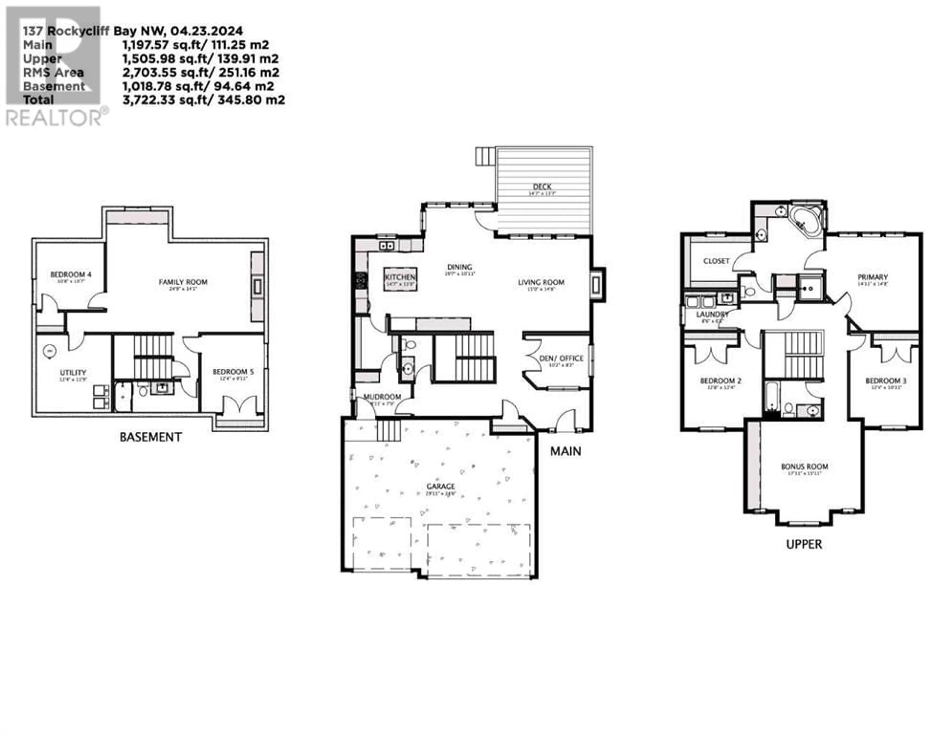 Floor plan for 137 Rockcliff Bay NW, Calgary Alberta T3G5Z5