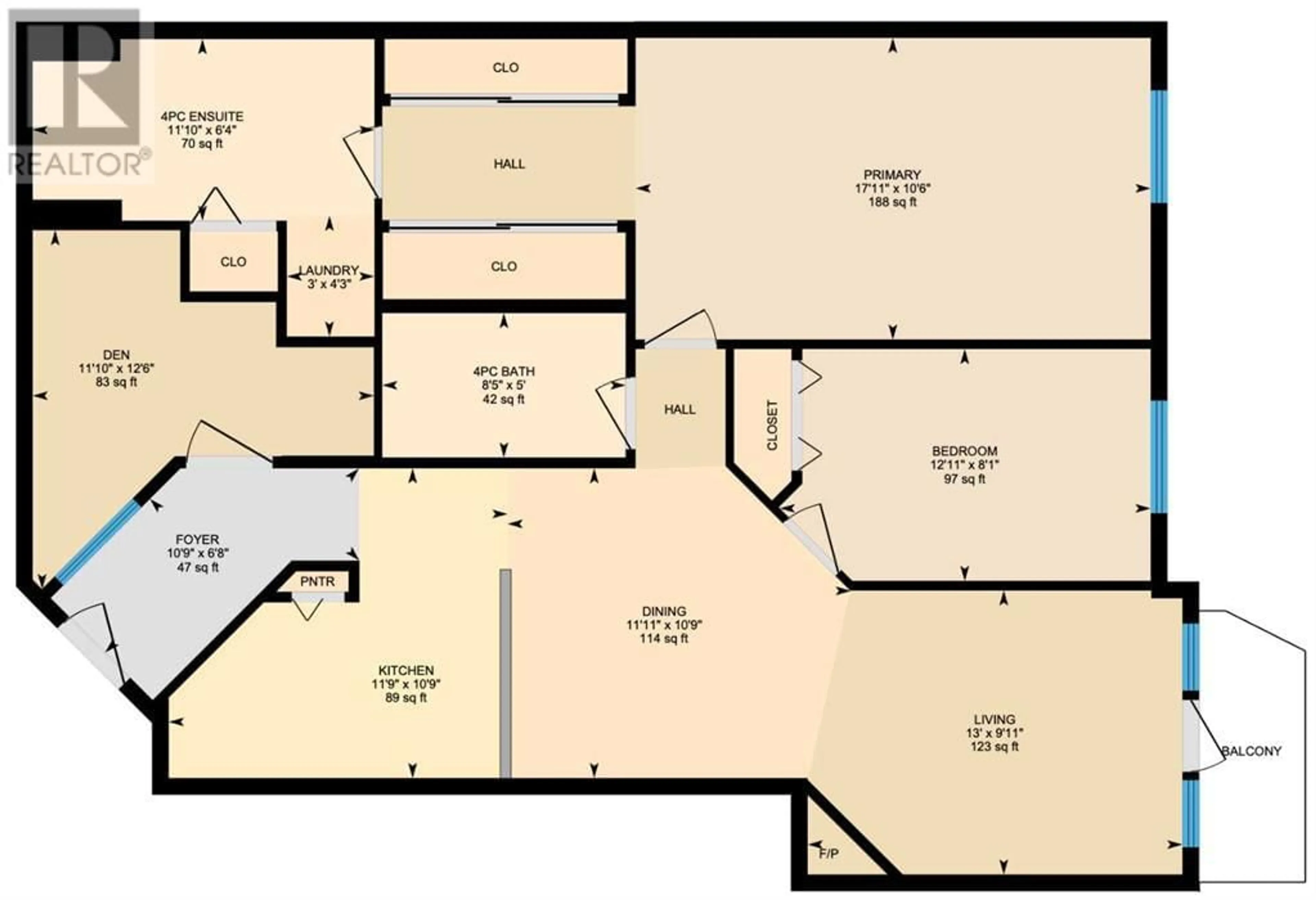 Floor plan for 307 923 15 Avenue SW, Calgary Alberta T2R0S2
