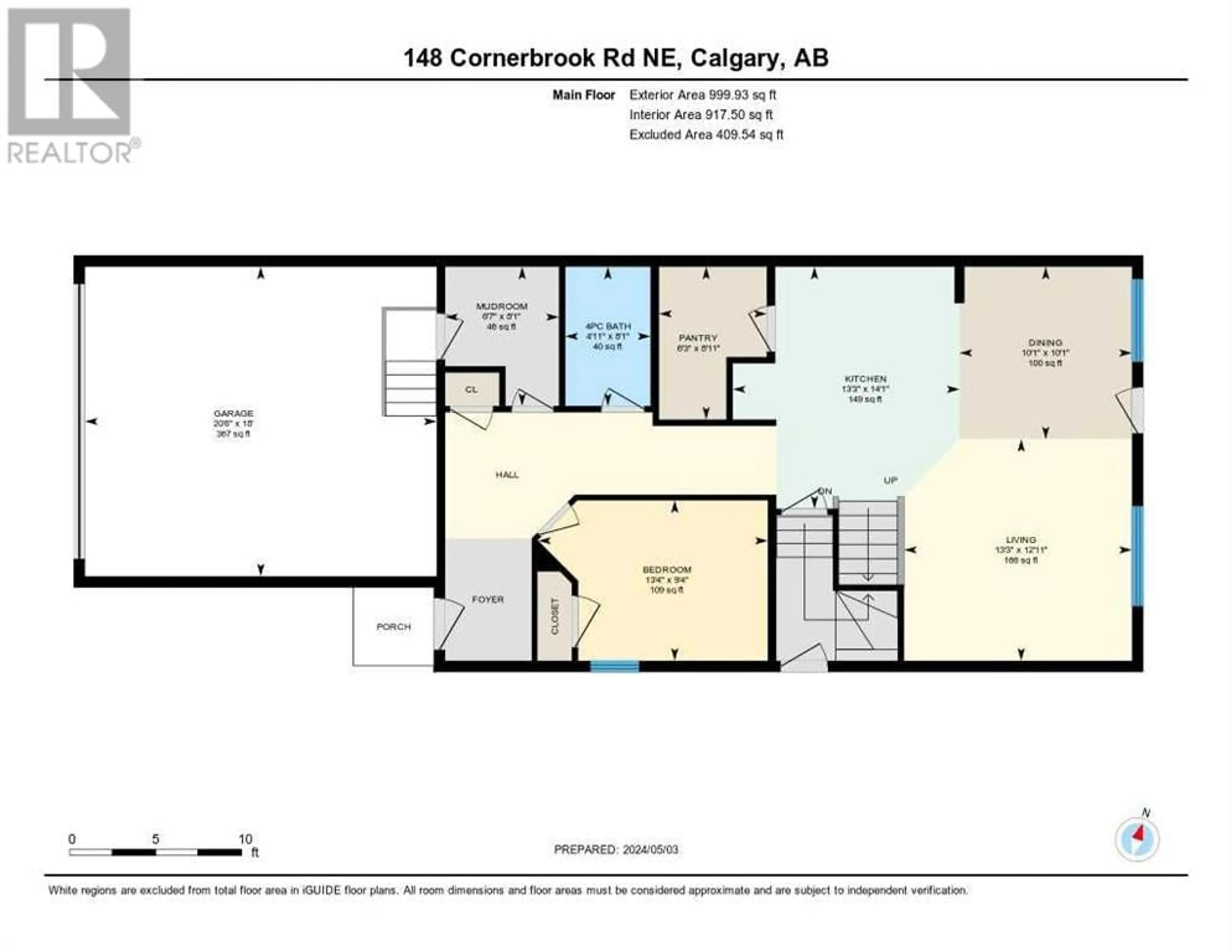 Floor plan for 148 Cornerbrook Road NE, Calgary Alberta T3N2H1