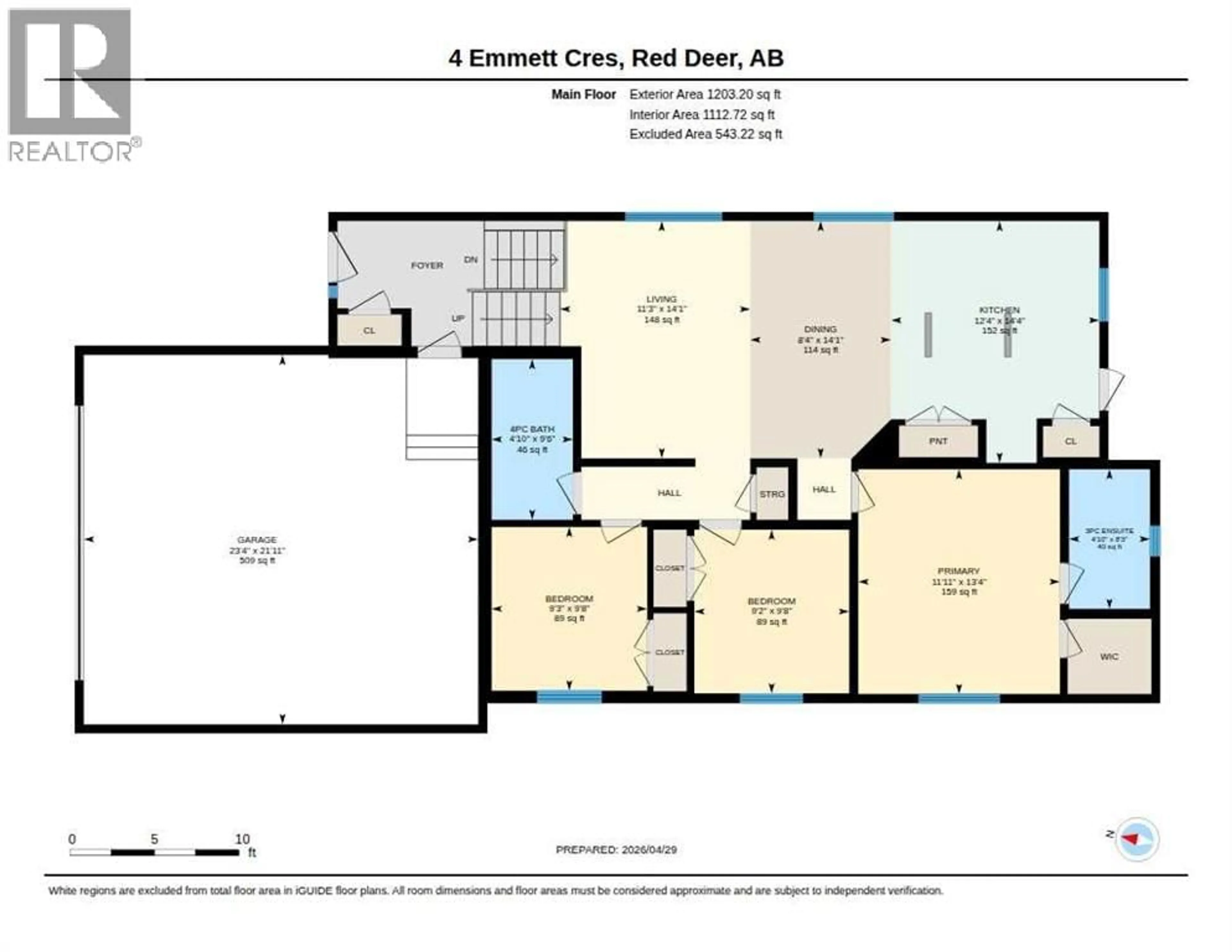 Floor plan for 4 EMMETT CRESCENT, Red Deer Alberta T4P3G8