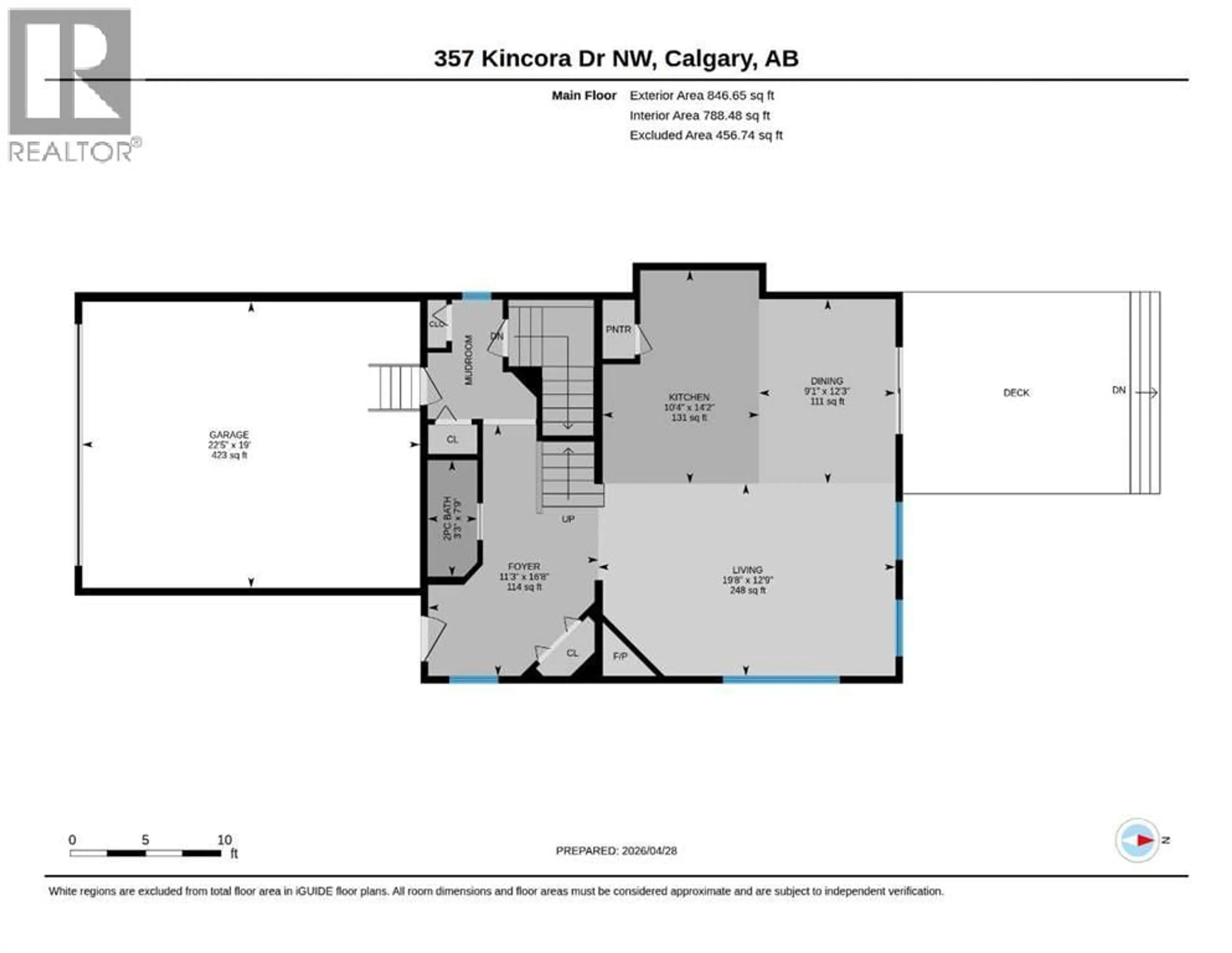 Floor plan for 357 KINCORA DRIVE NORTHWEST, Calgary Alberta T3R1N3