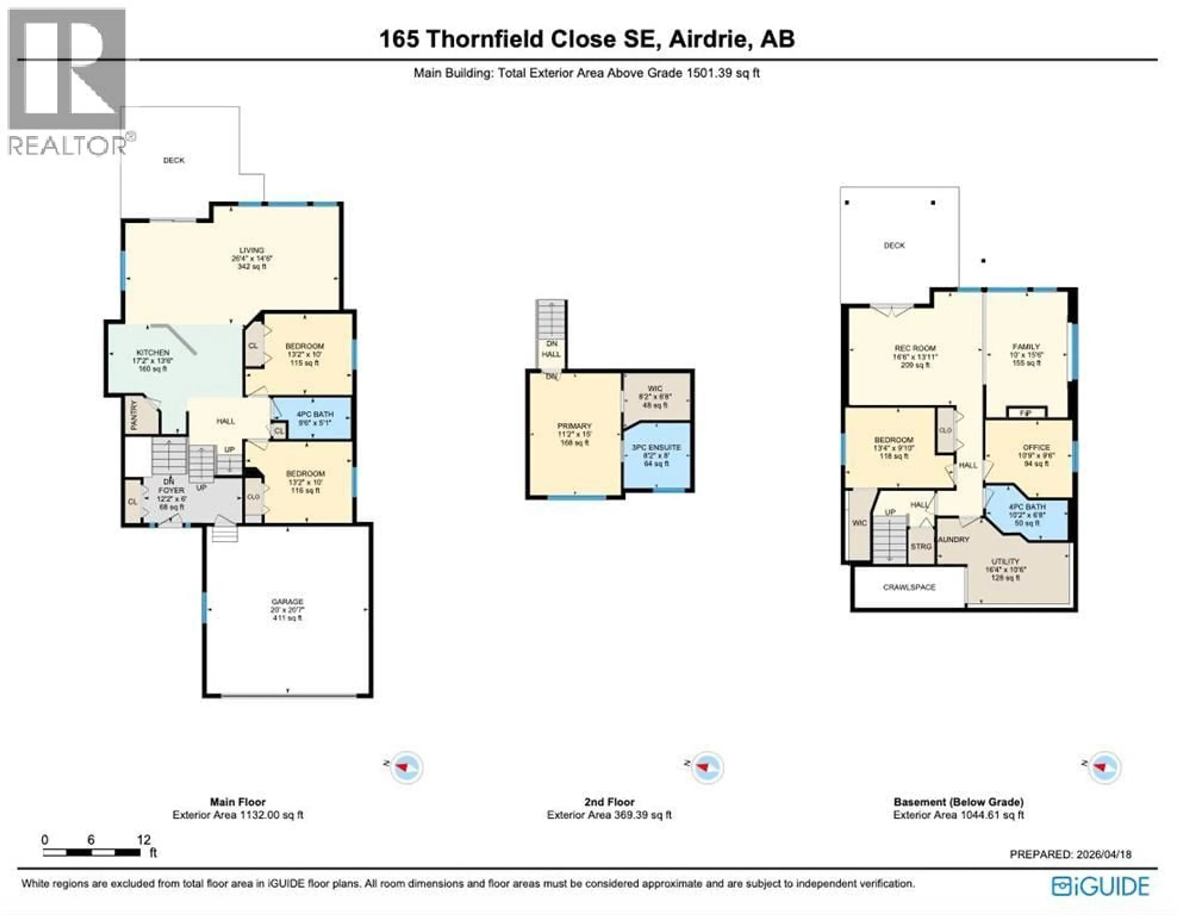 Floor plan for 165 THORNFIELD CLOSE SOUTHEAST, Airdrie Alberta T4A2K8