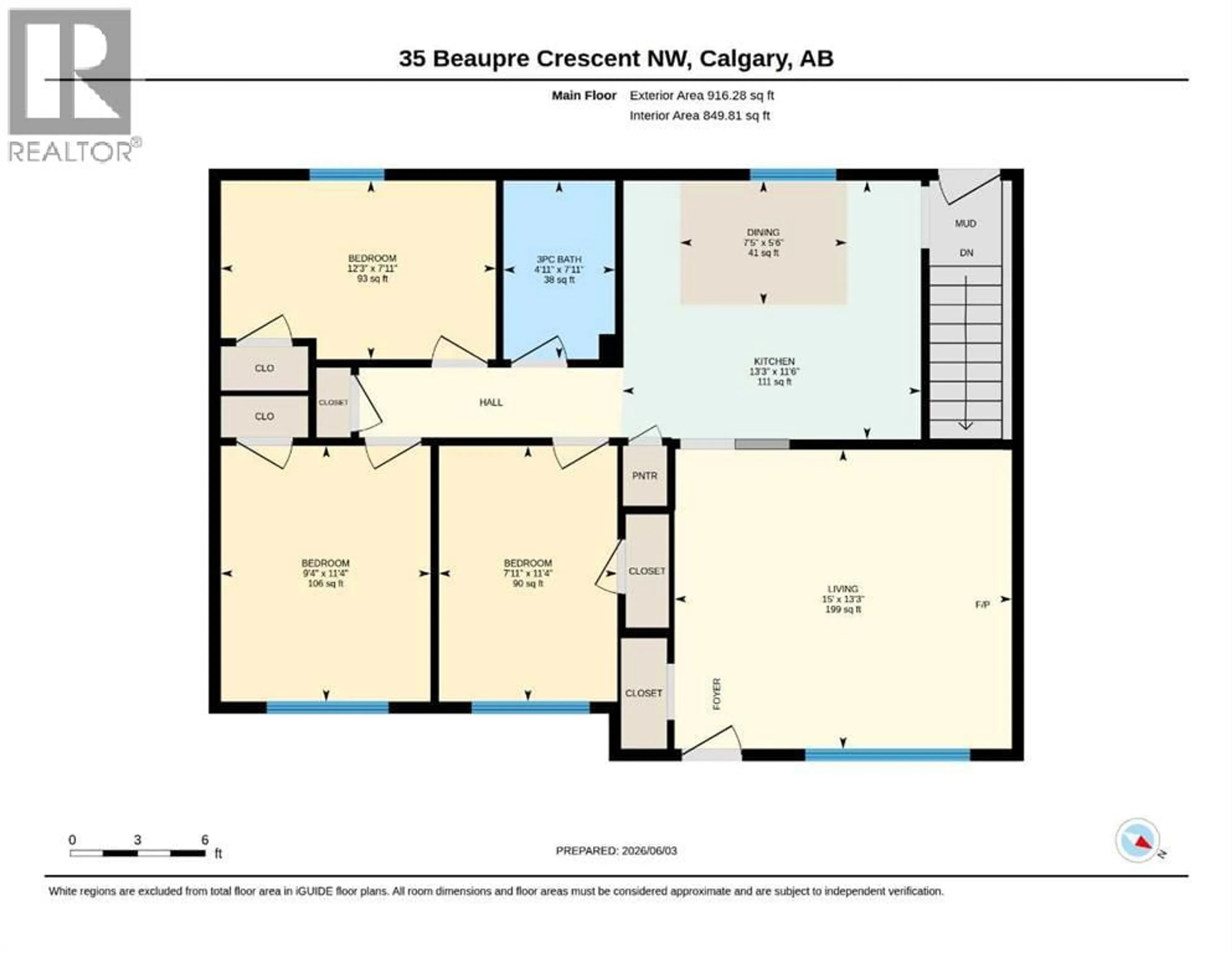 Floor plan for 35 BEAUPRE CRESCENT, Calgary Alberta T3B2S9