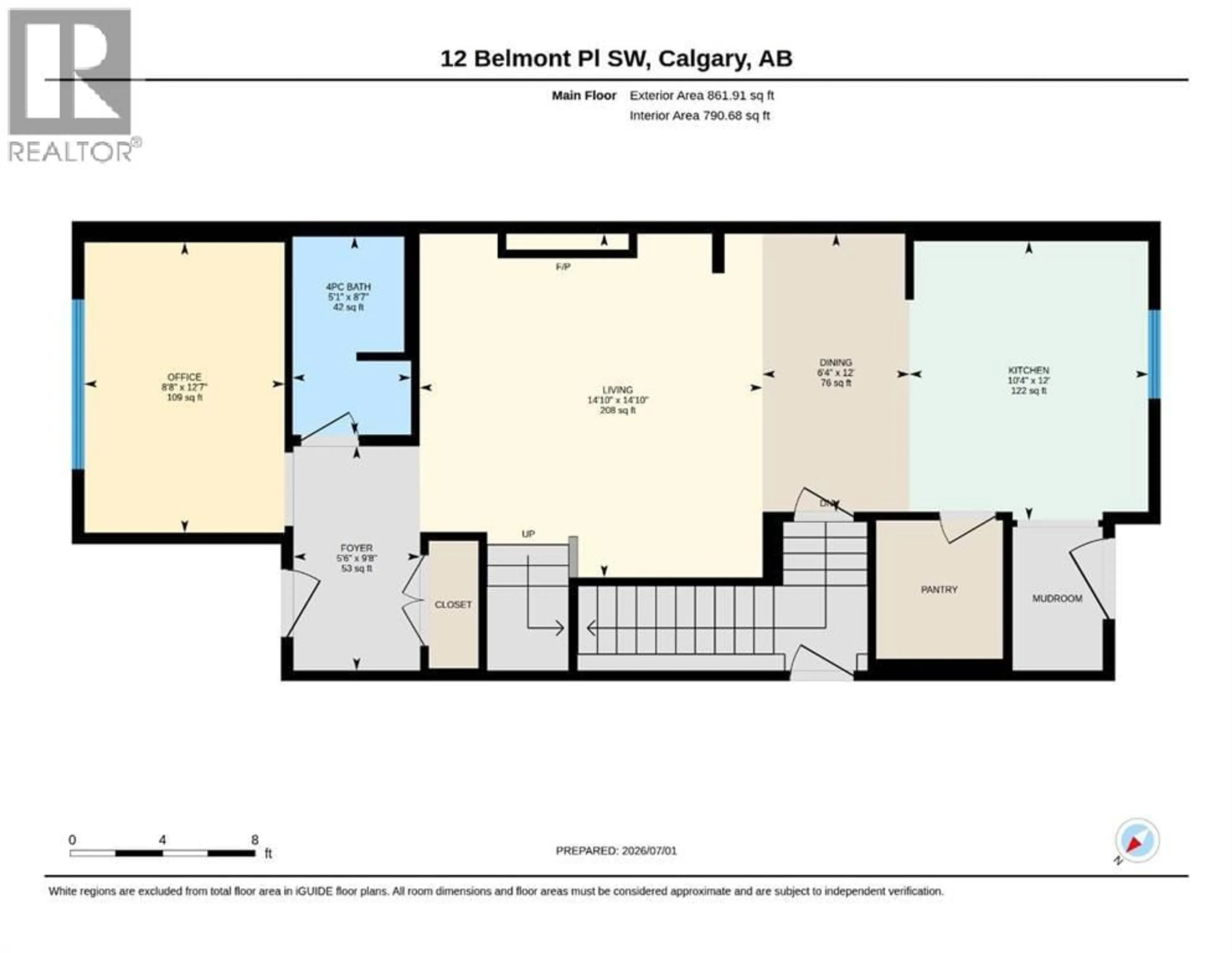 Floor plan for 12 BELMONT PLACE SOUTHWEST, Calgary Alberta T2X5T6