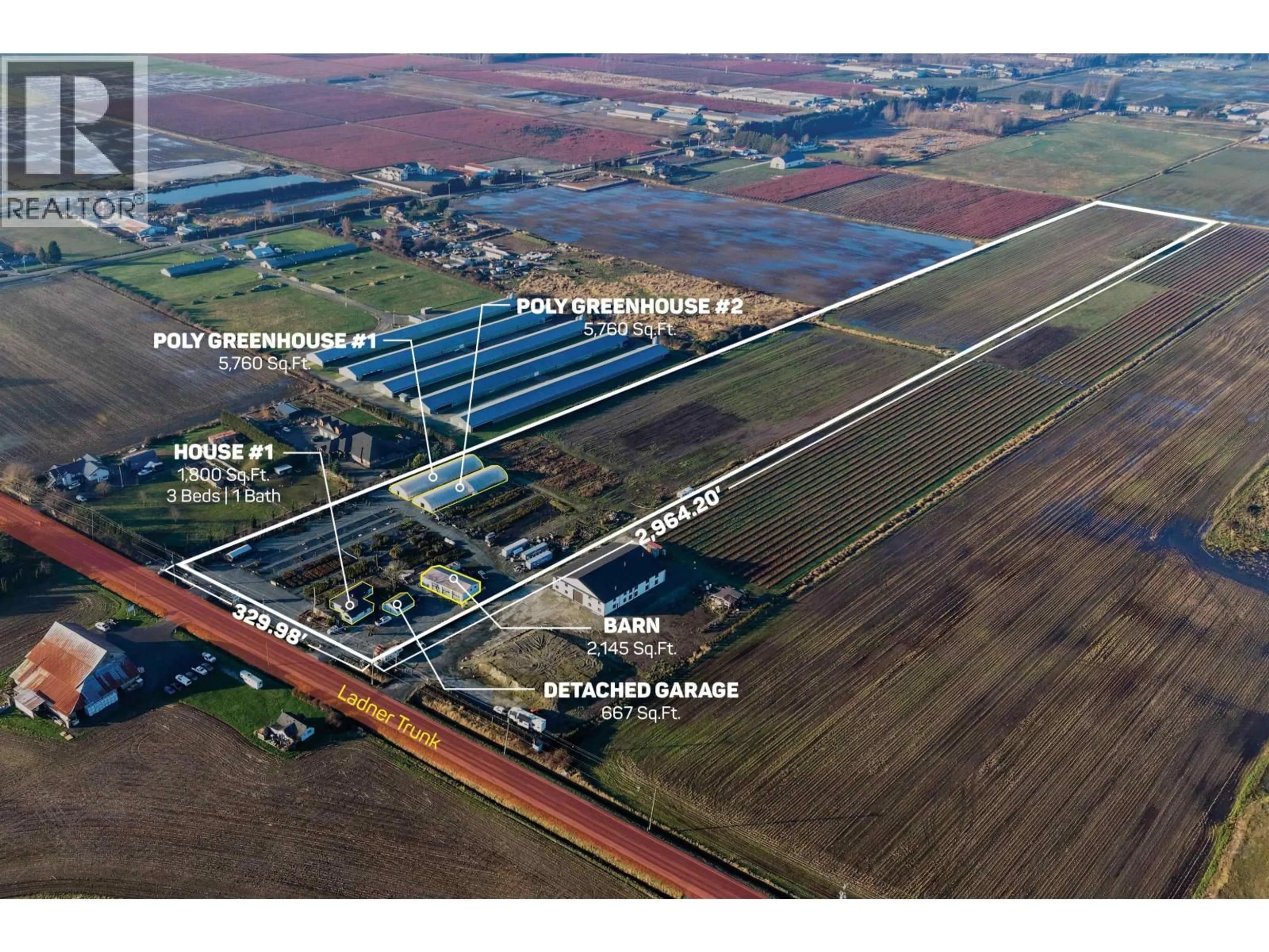 A pic from outside/outdoor area/front of a property/back of a property/a pic from drone, building for 10641 LADNER TRUNK ROAD, Delta British Columbia V4G1K2