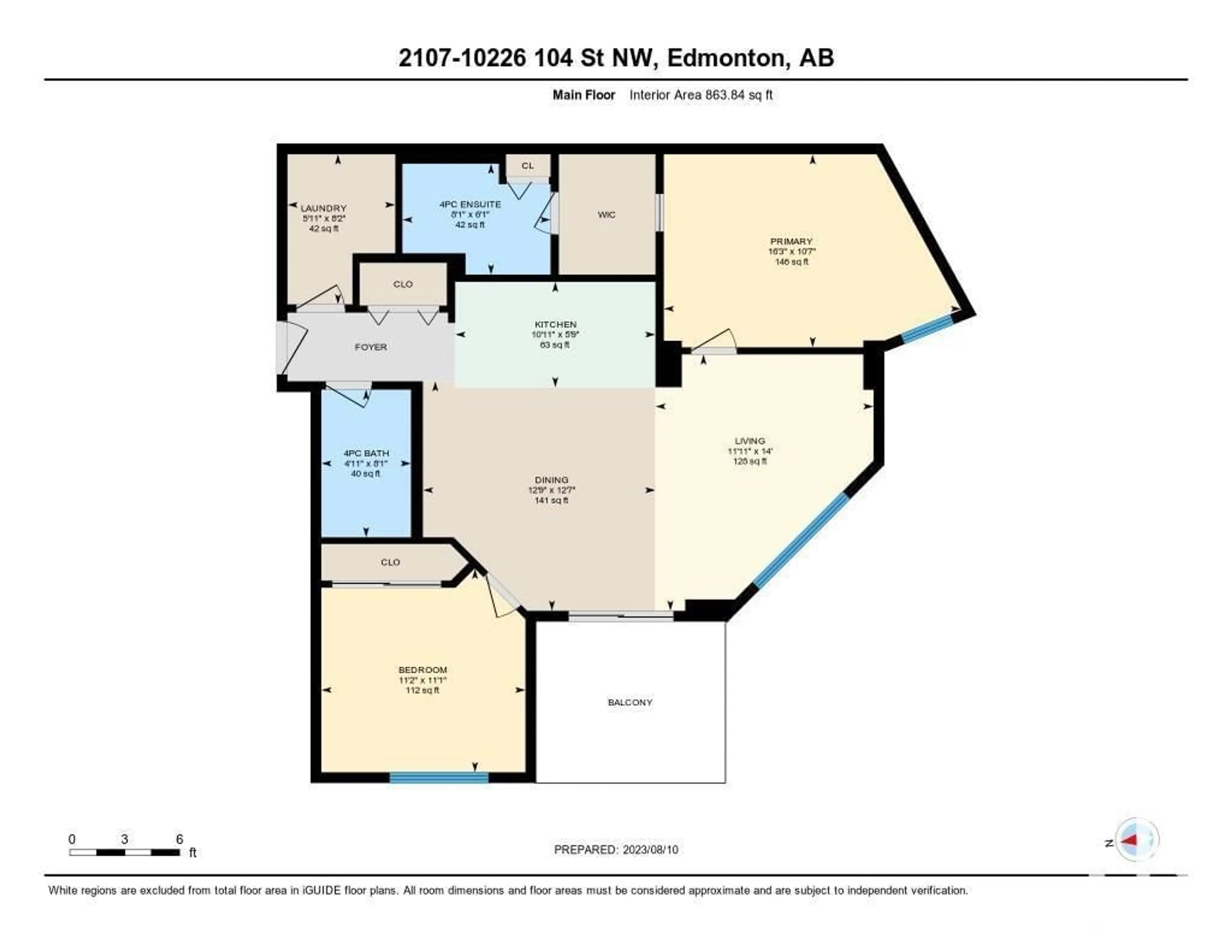 Floor plan for #2107 10226 104 ST NW, Edmonton Alberta T5J0E9