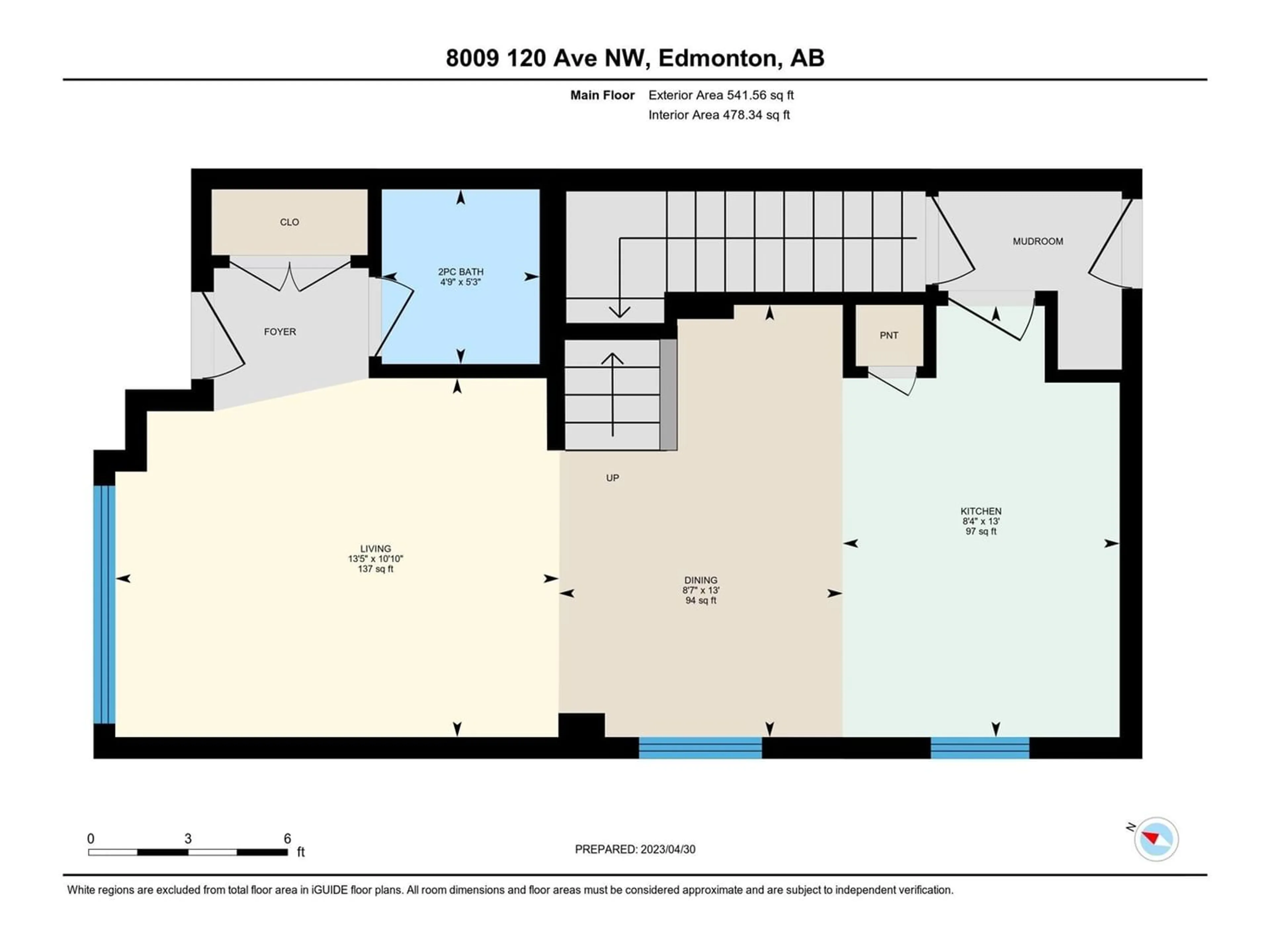 Floor plan for 8009 120 AV NW, Edmonton Alberta T5B2N8