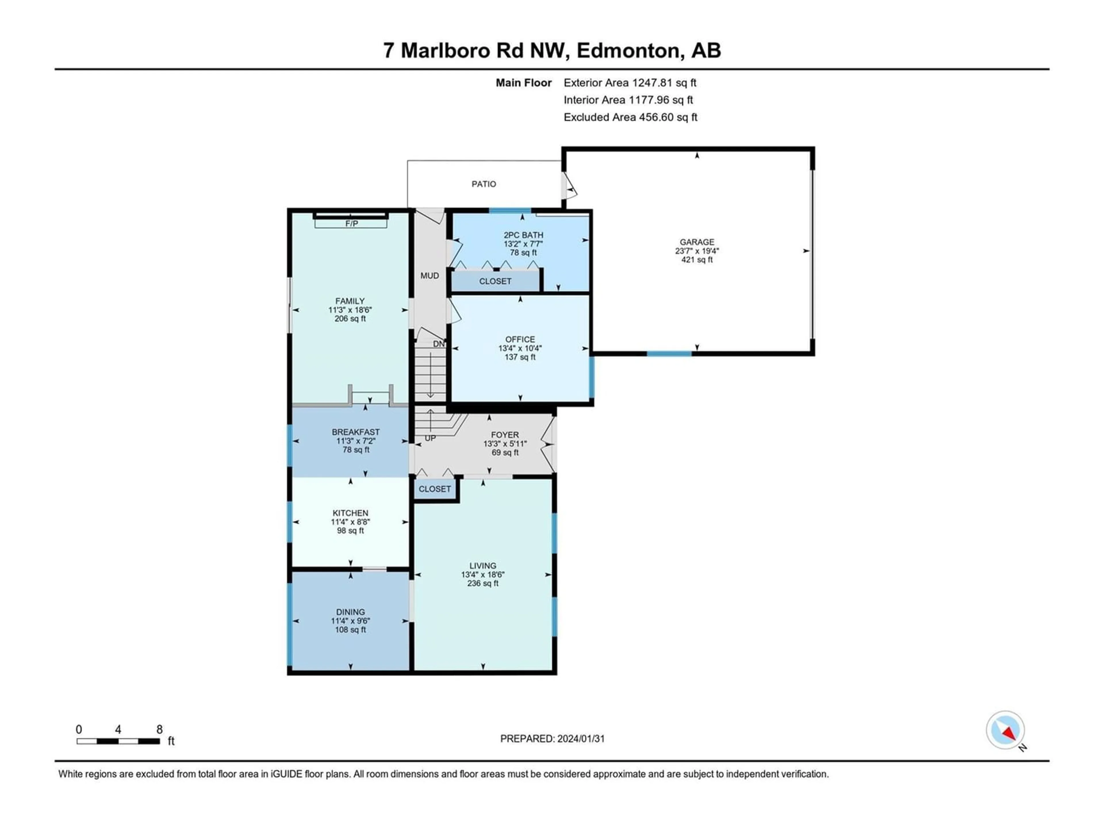 Floor plan for 7 MARLBORO RD NW, Edmonton Alberta T6J2C7