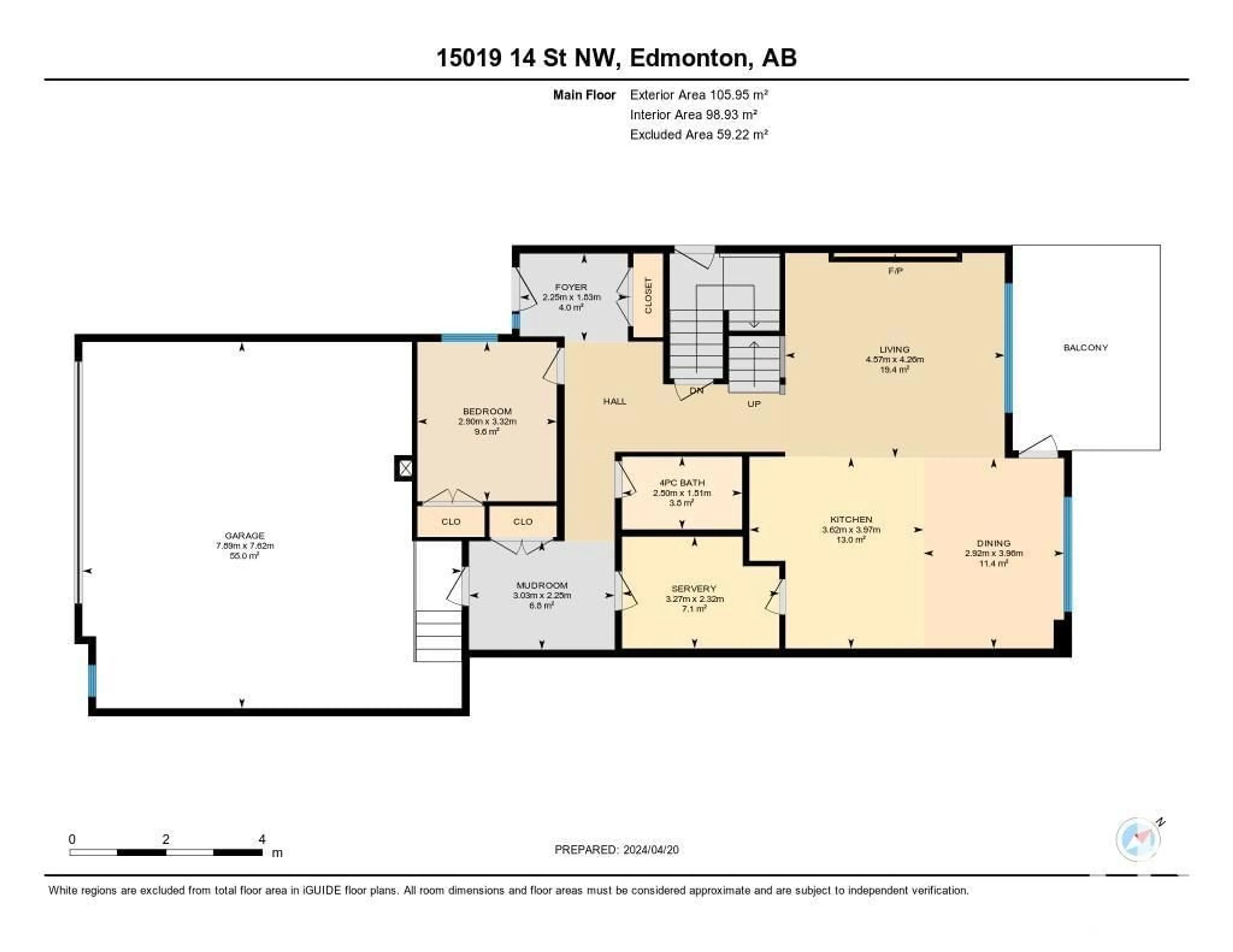 Floor plan for 15019 14 ST NW, Edmonton Alberta T5Y3M8