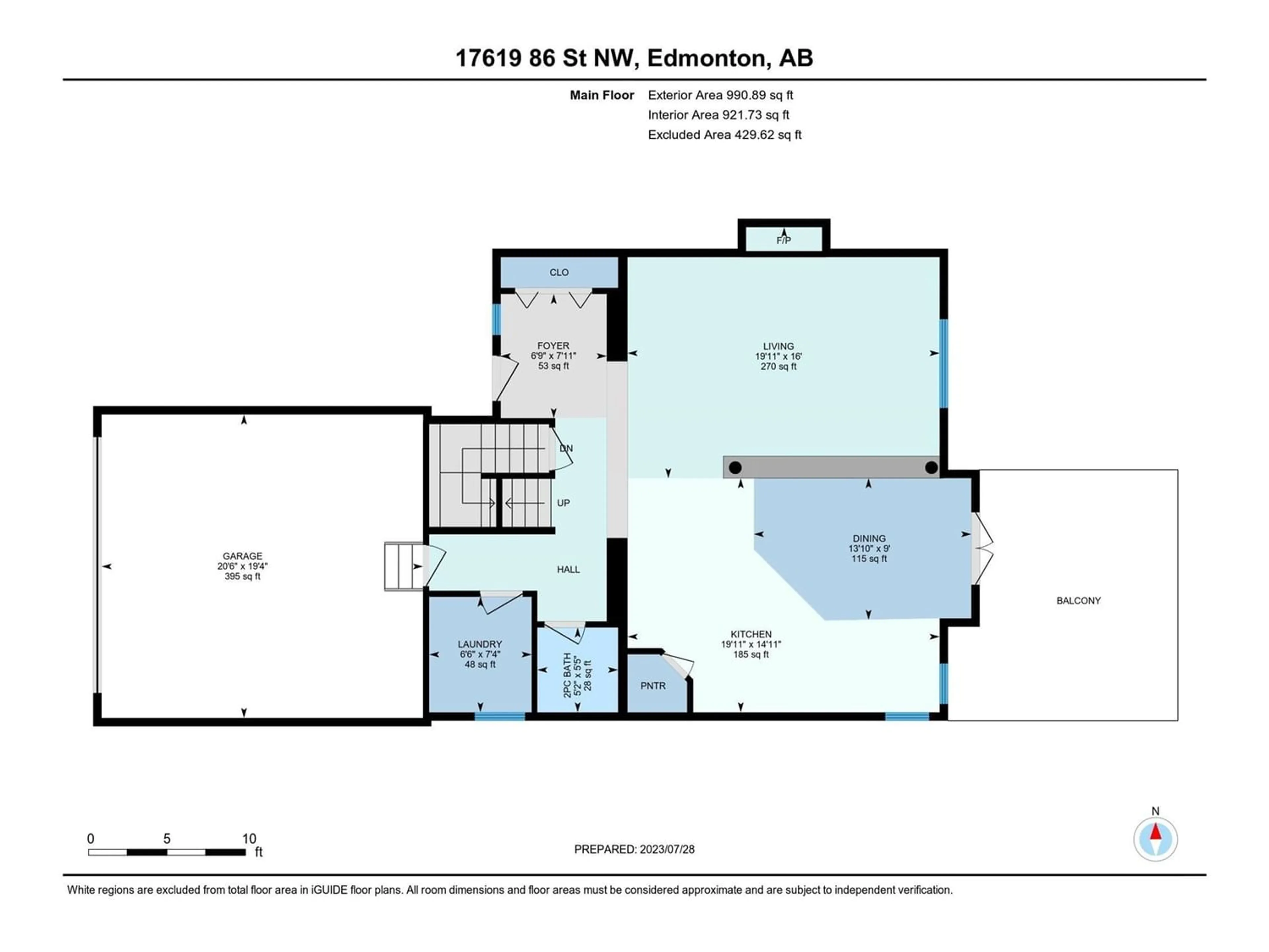 Floor plan for 17619 86 ST NW, Edmonton Alberta T5Z0A4