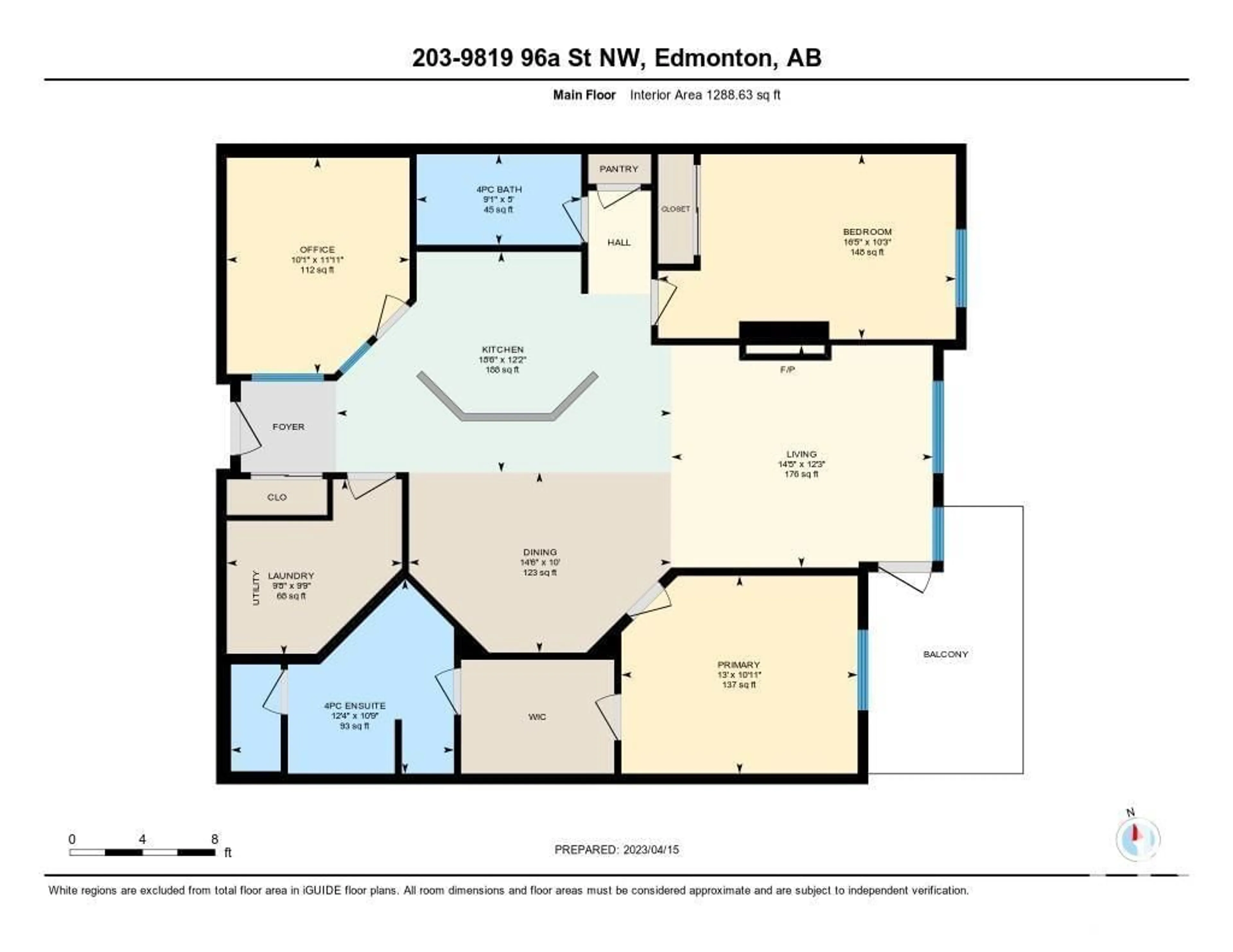 Floor plan for #203 9819 96A ST NW, Edmonton Alberta T6A4A2