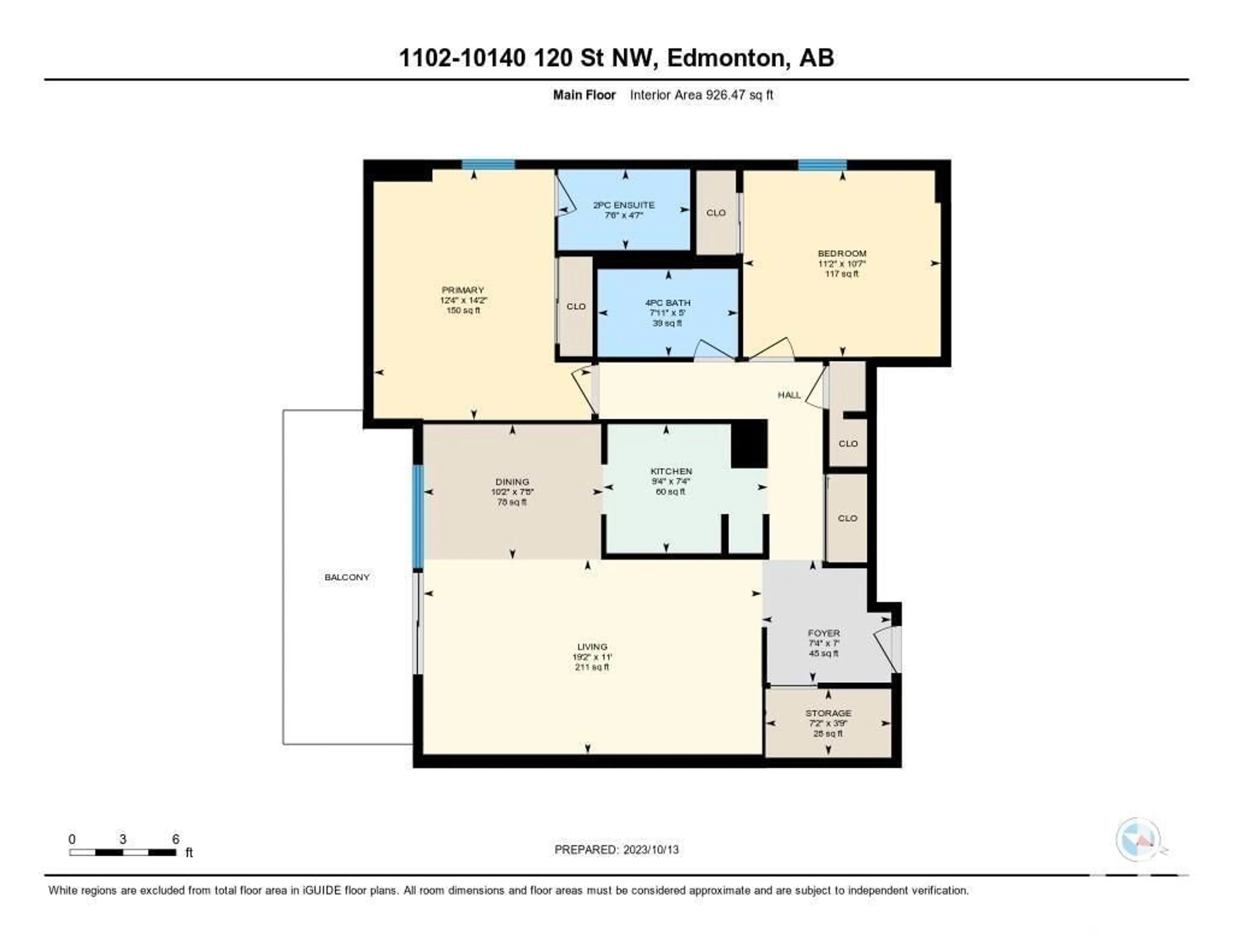 Floor plan for #1102 10140 120 ST NW, Edmonton Alberta T5K1Z8