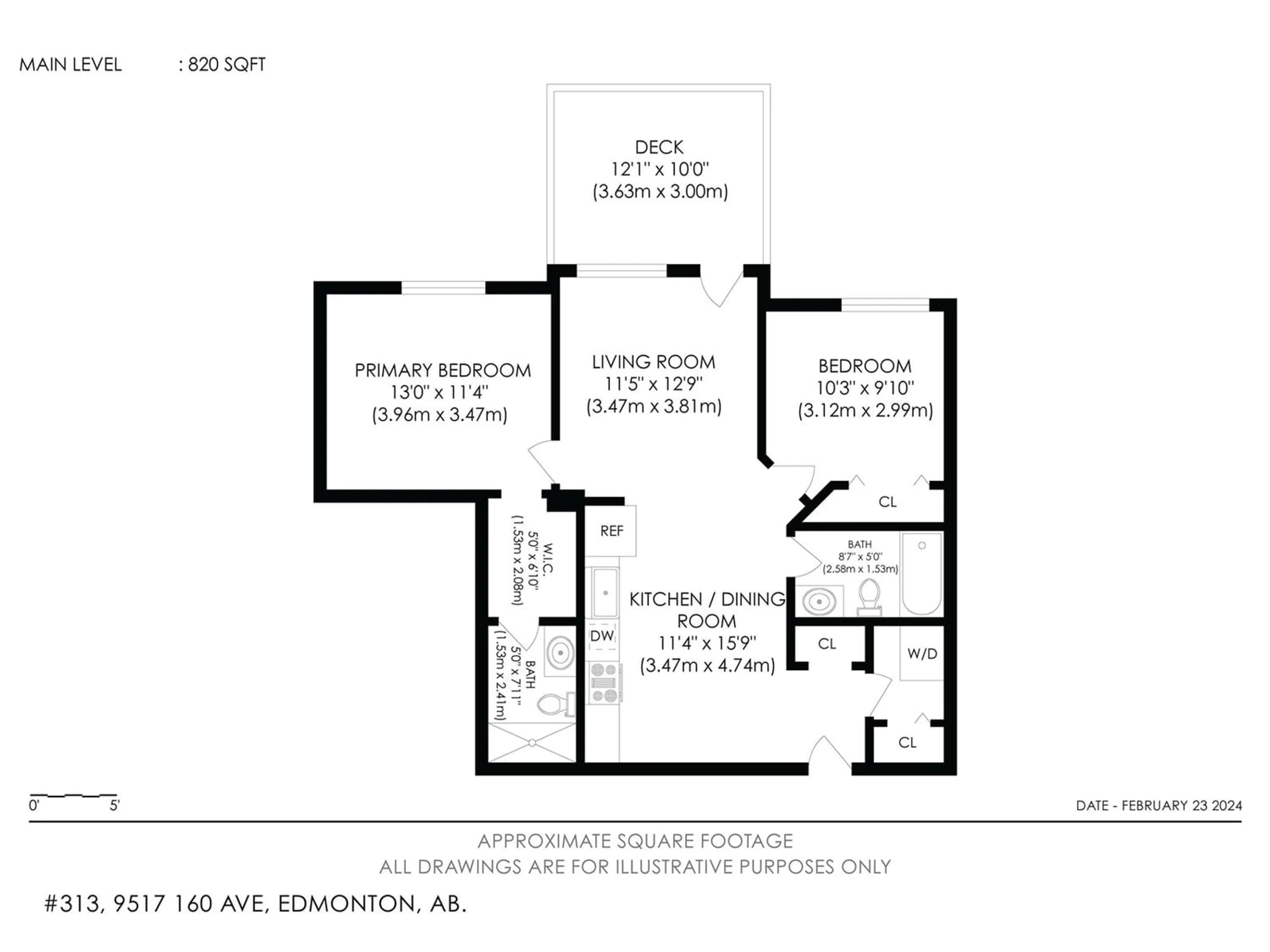 Floor plan for #313 9517 160 AV NW, Edmonton Alberta T5Z0N1