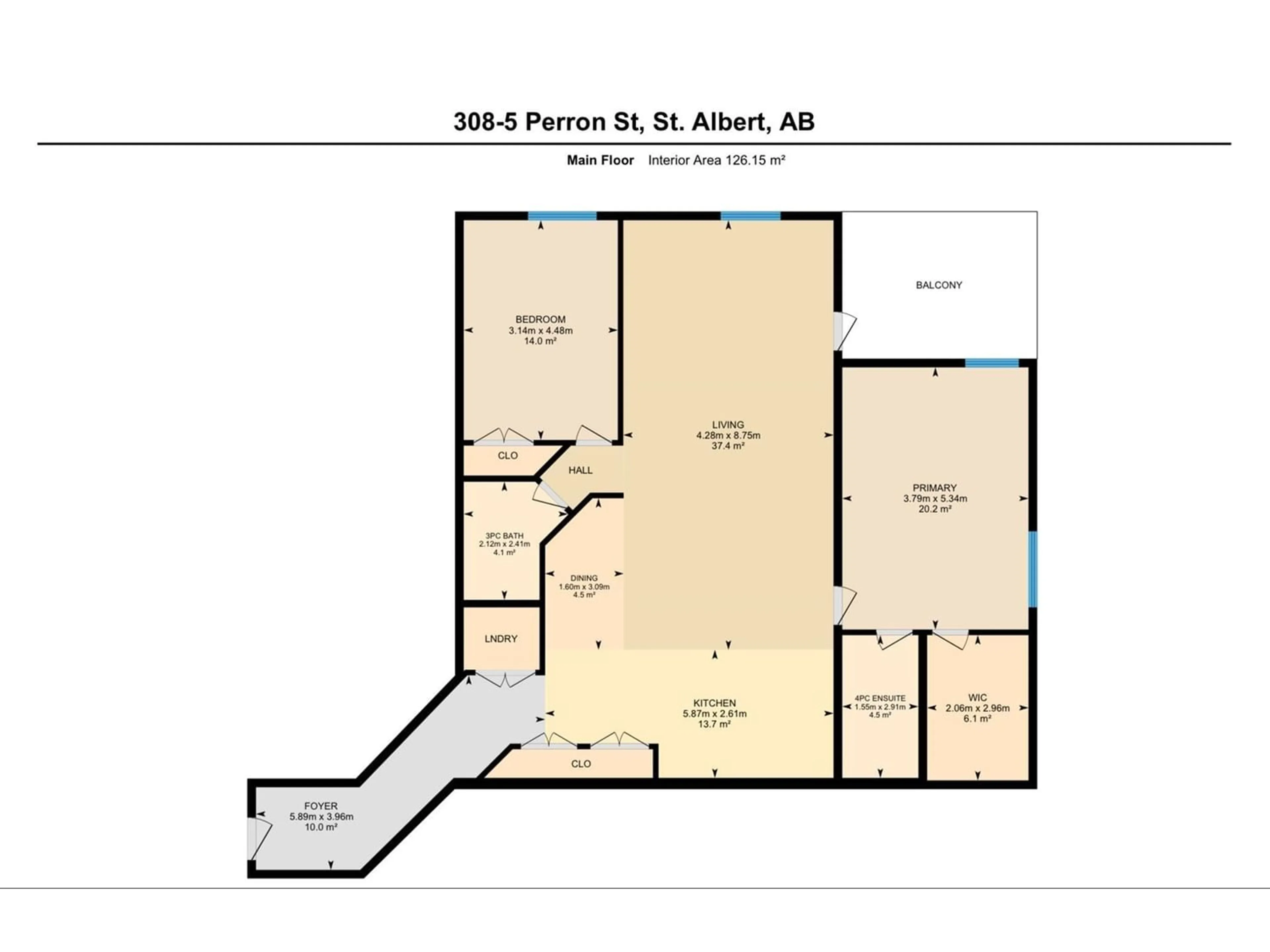 Floor plan for #308 5 Perron ST, St. Albert Alberta T8N1E3