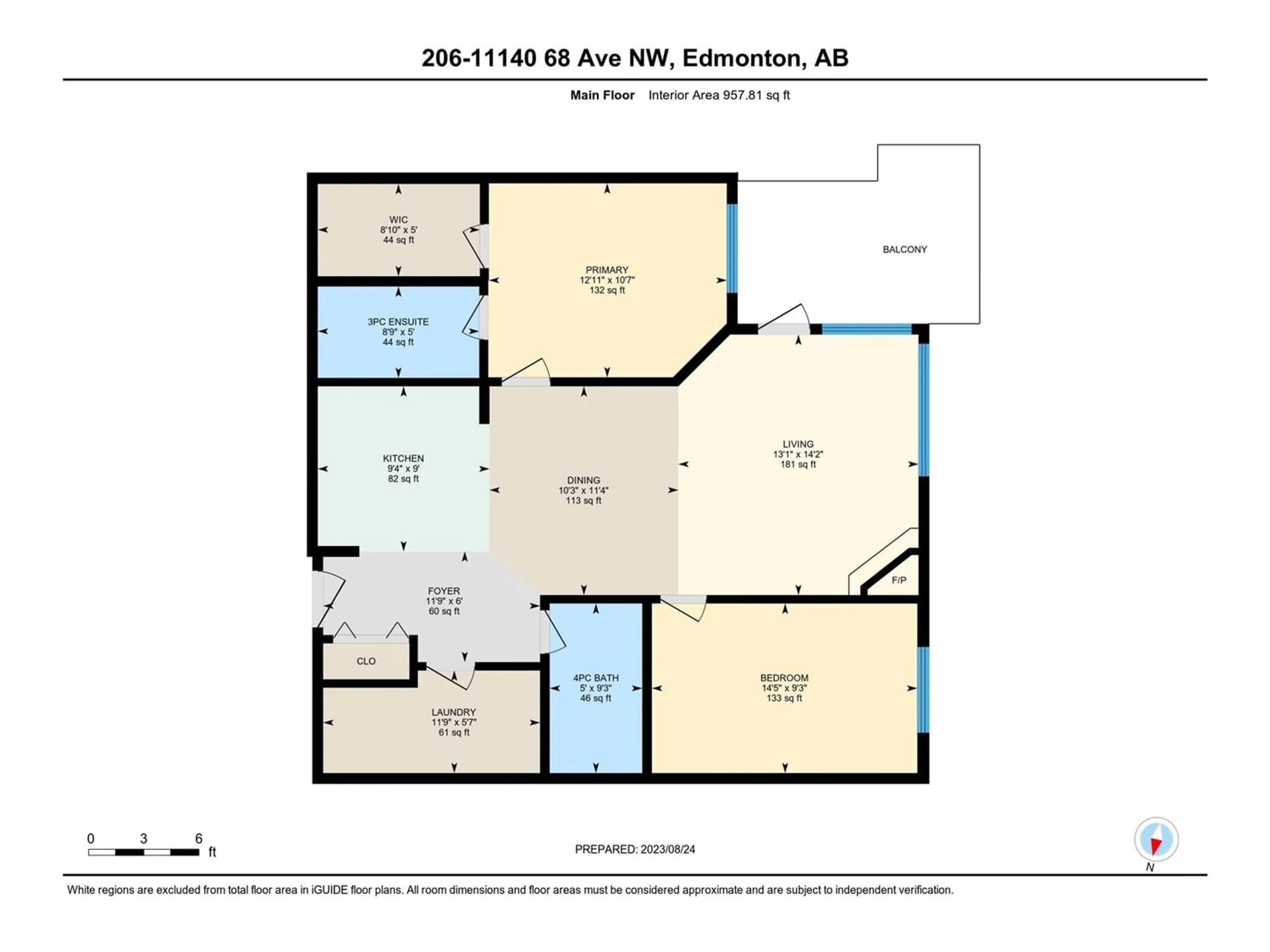 Floor plan for #206 11140 68 AV NW, Edmonton Alberta T6H2C2