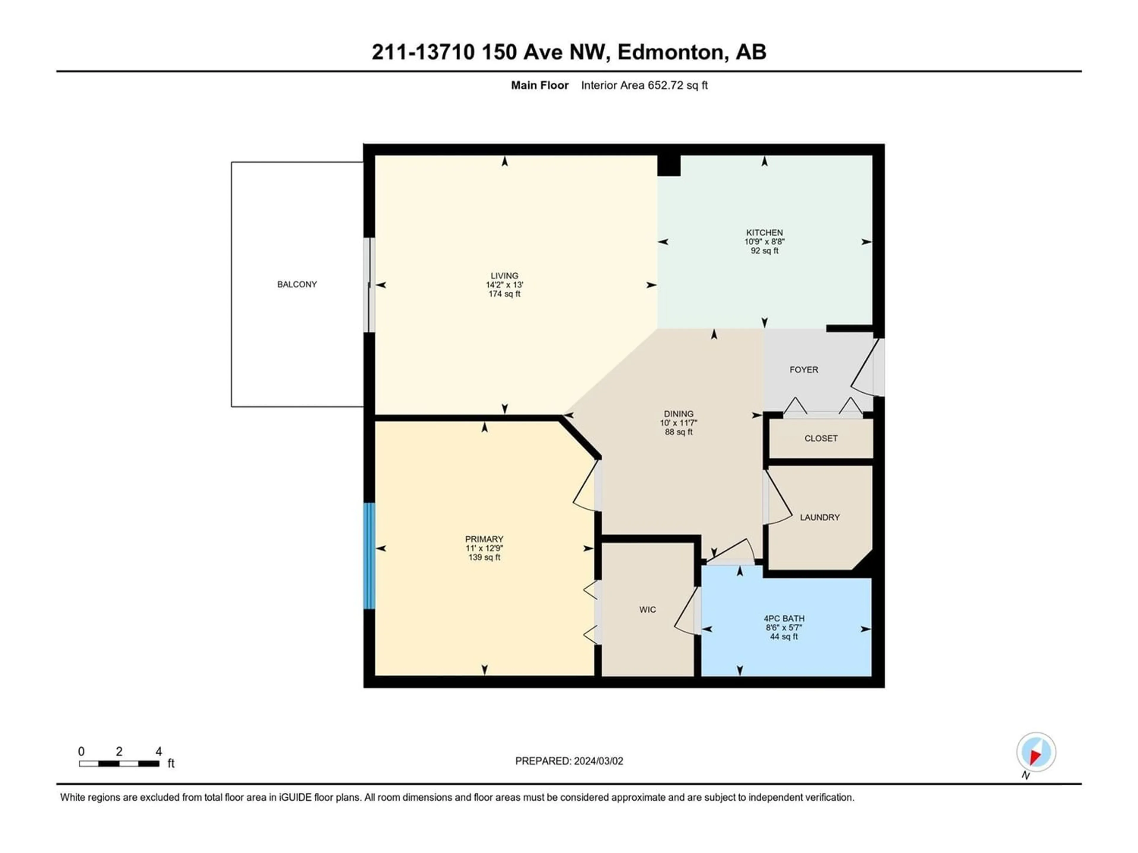 Floor plan for #211 13710 150 AV NW NW, Edmonton Alberta T6V0B2