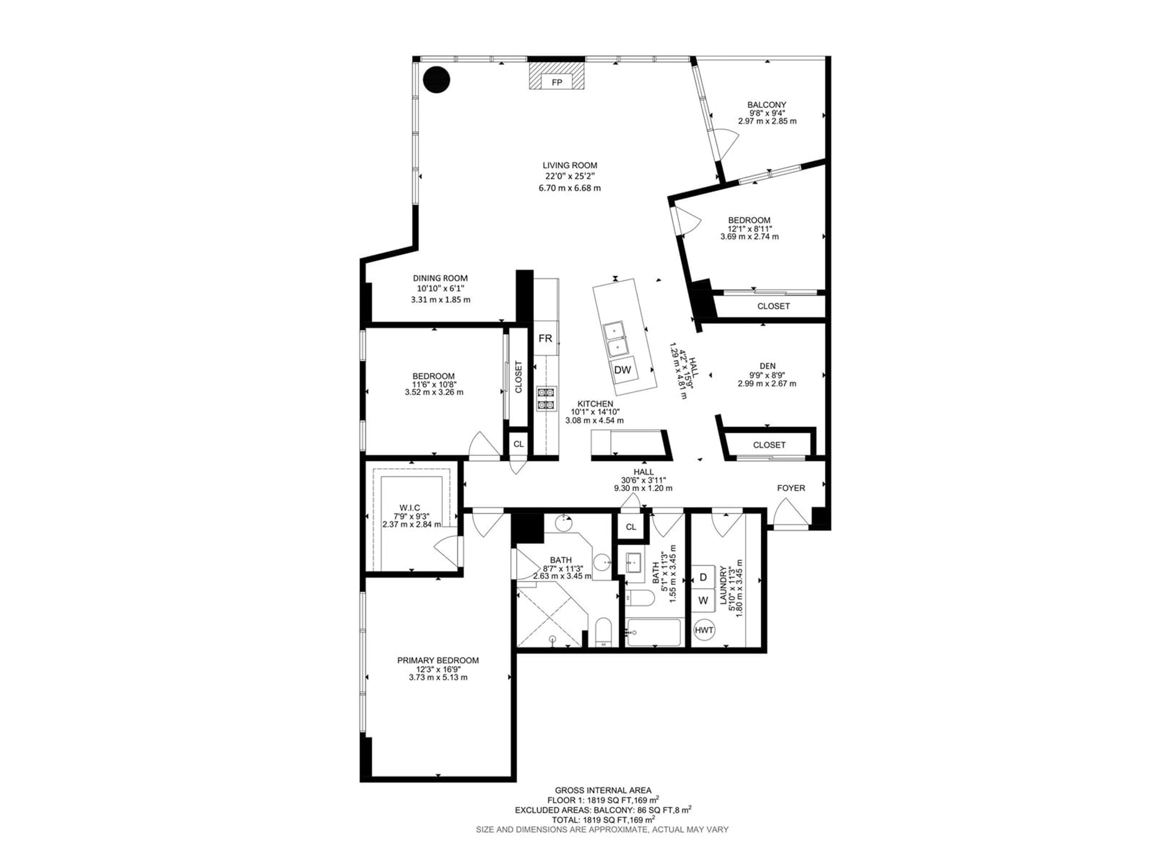 Floor plan for #803 10028 119 ST NW, Edmonton Alberta T5K1Y8